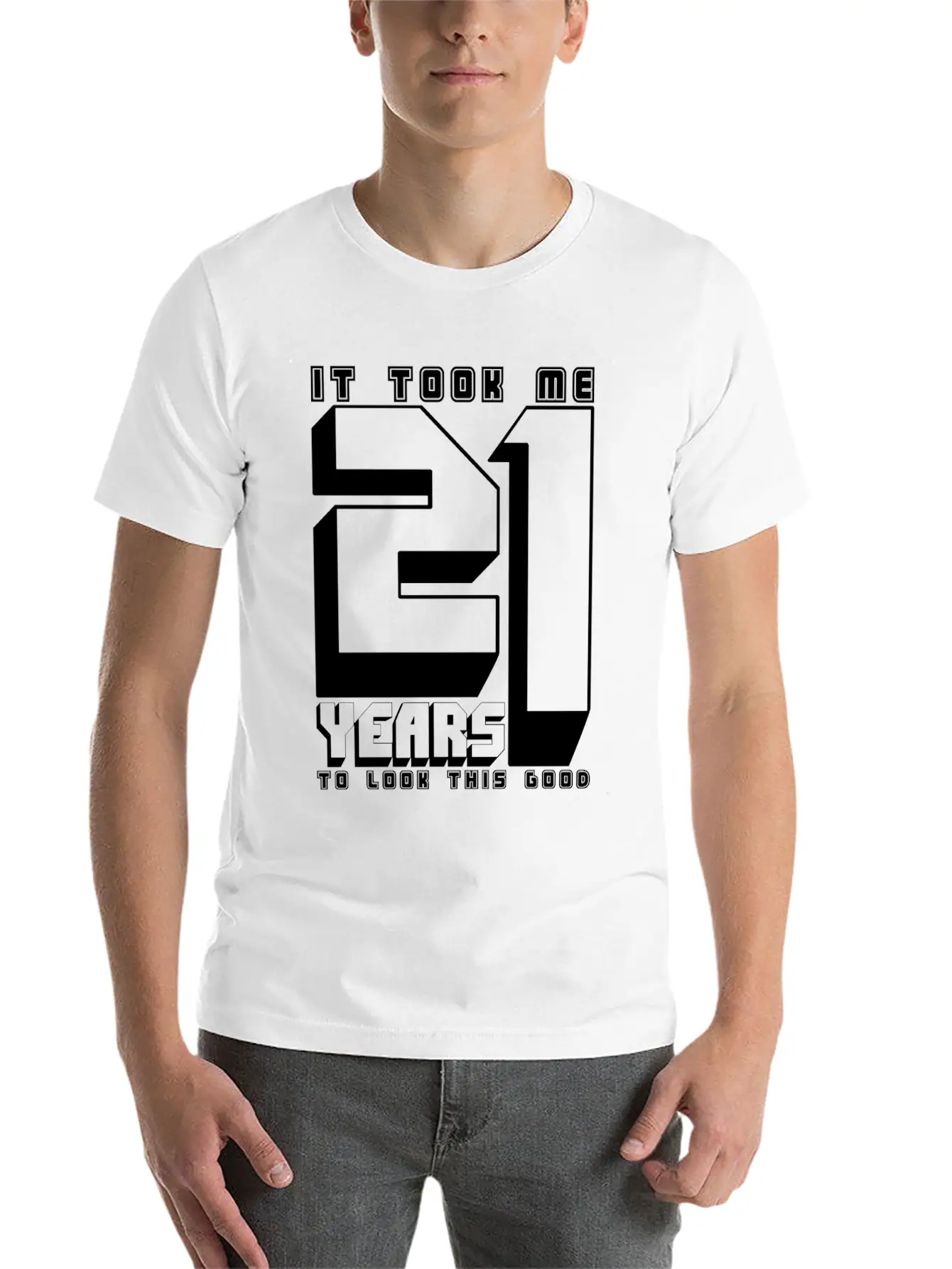 21st Birthday Adult Age Anniversary Twenty One Lightweight Cotton T-Shirt – Daily Comfort Graphic Shirt