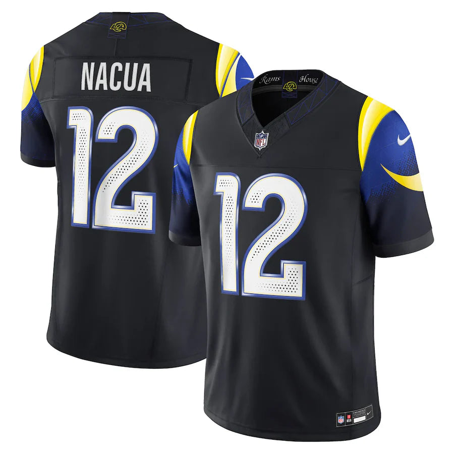 Men's Los Angeles Rams Puka Nacua #12 Midnight Blue 2025 Rivalries Collection Game Stitched Jersey