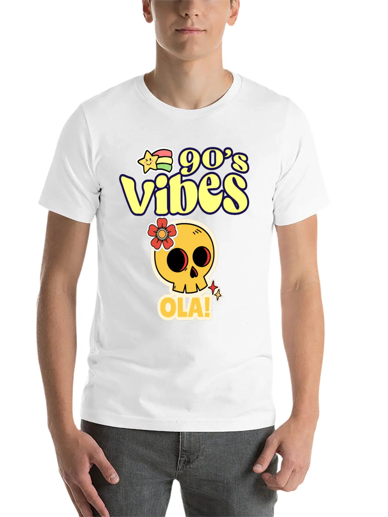 90's Vibes Retro Skull Stylish Everyday T-Shirt – Unisex Basic Cotton Tee