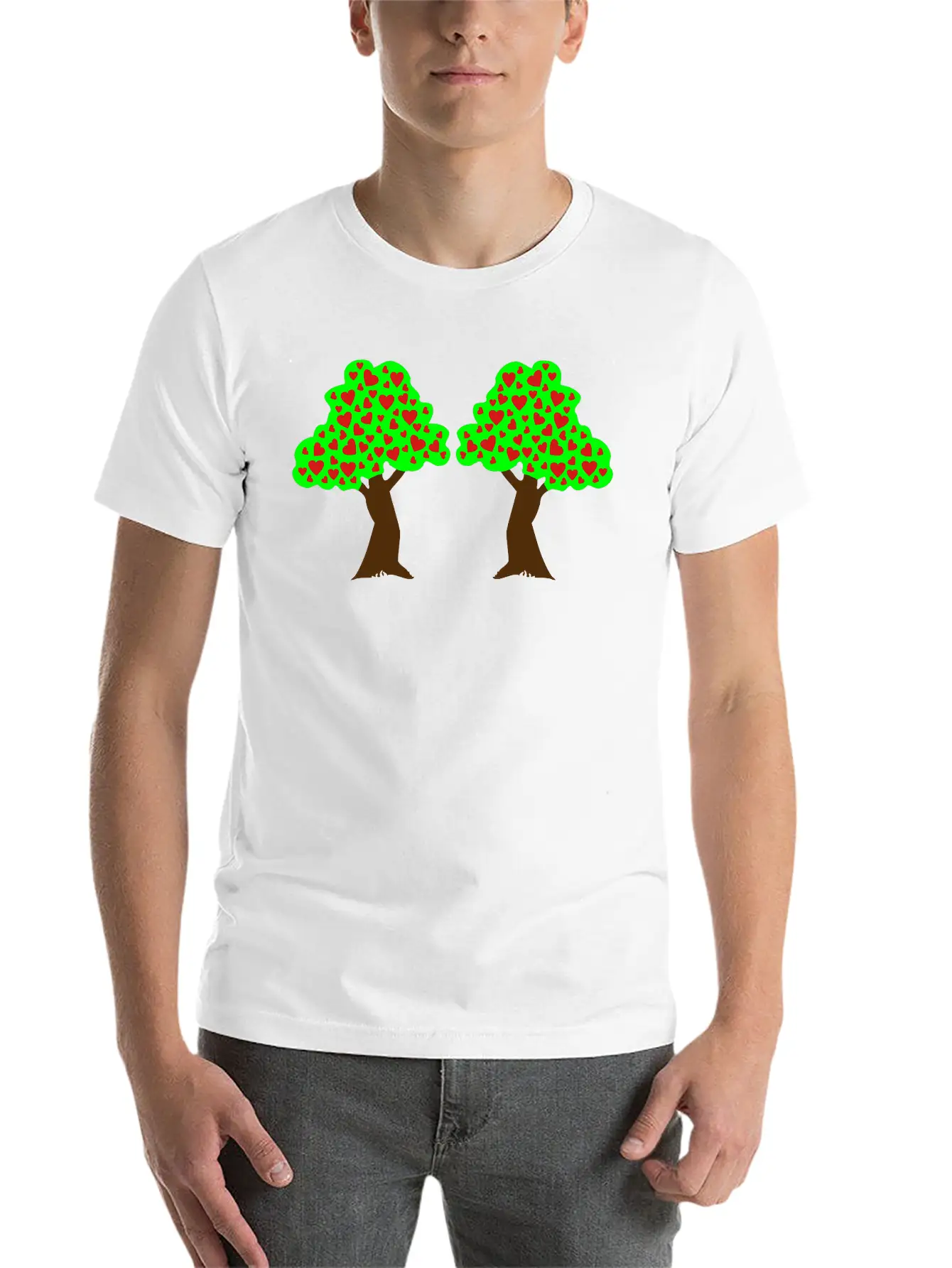 ❤ټRomantic Heart Trees-Plant Love Treesټ❤ Basic Graphic T-Shirt – Daily Comfort In Soft Cotton