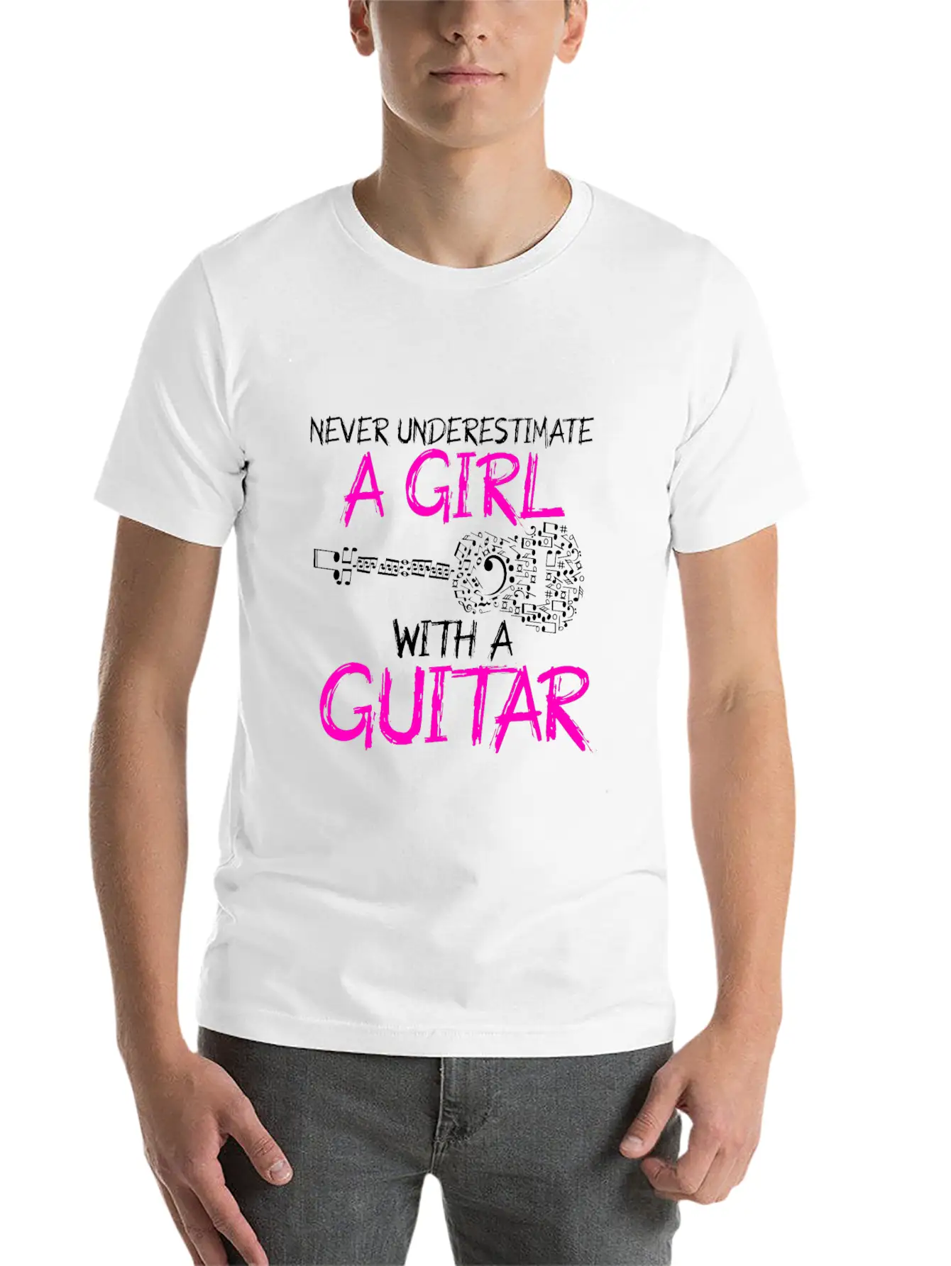 A Girl With A Guitar Basic Graphic T-Shirt – Daily Comfort In Soft Cotton