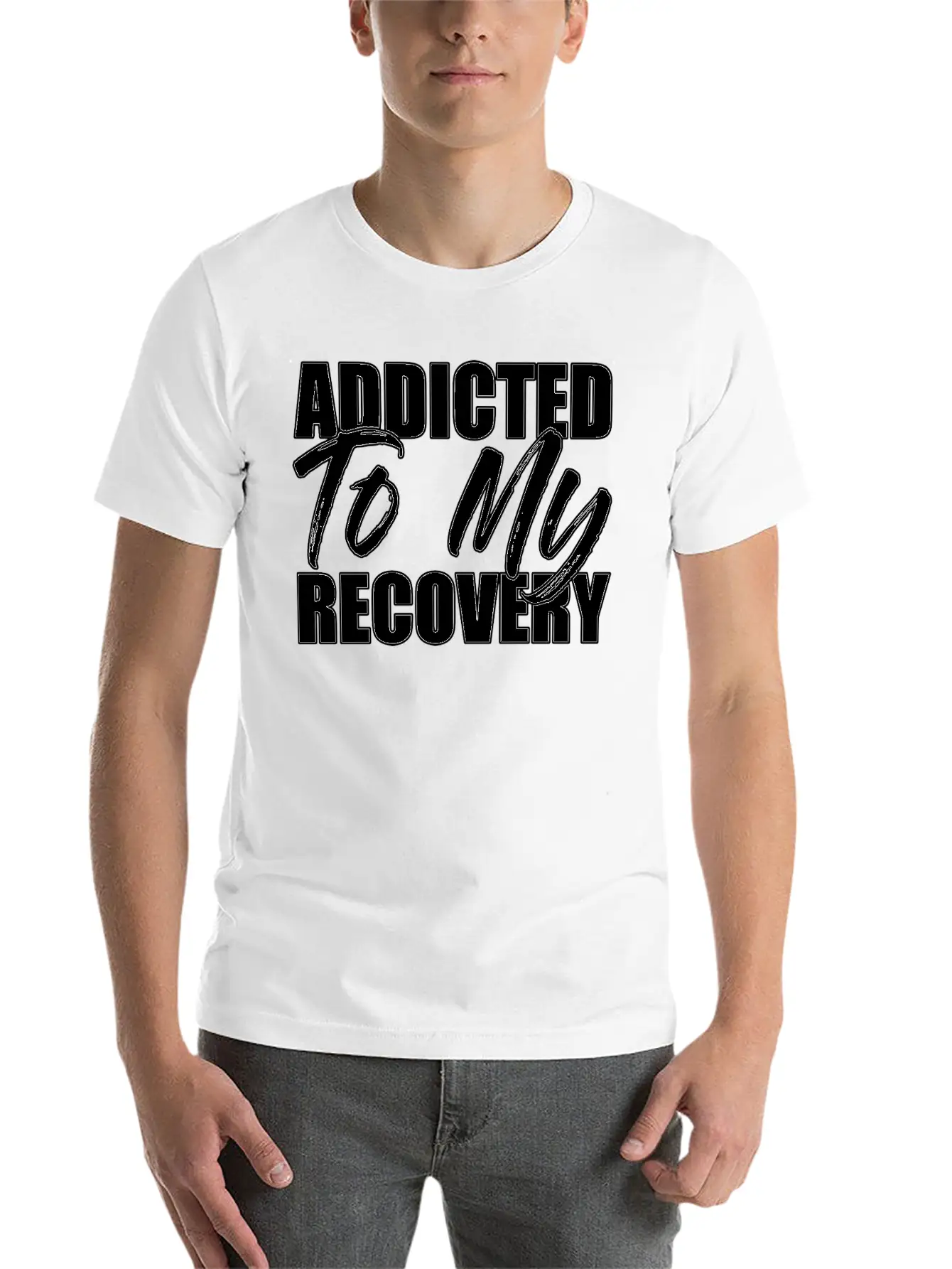 Addicted To My Recovery Funny Sarcastic Gift Idea Basic Graphic T-Shirt – Daily Comfort In Soft Cotton