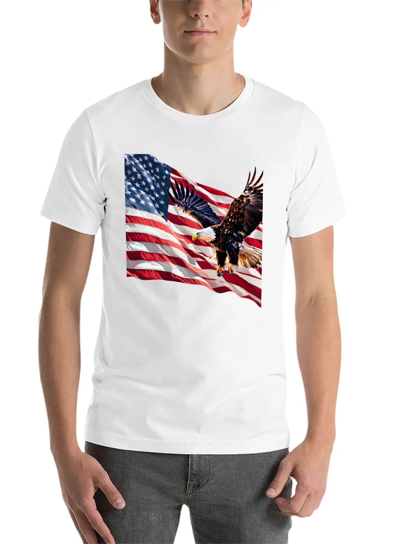 American Eagle And Flag Basic Graphic T-Shirt – Daily Comfort In Soft Cotton
