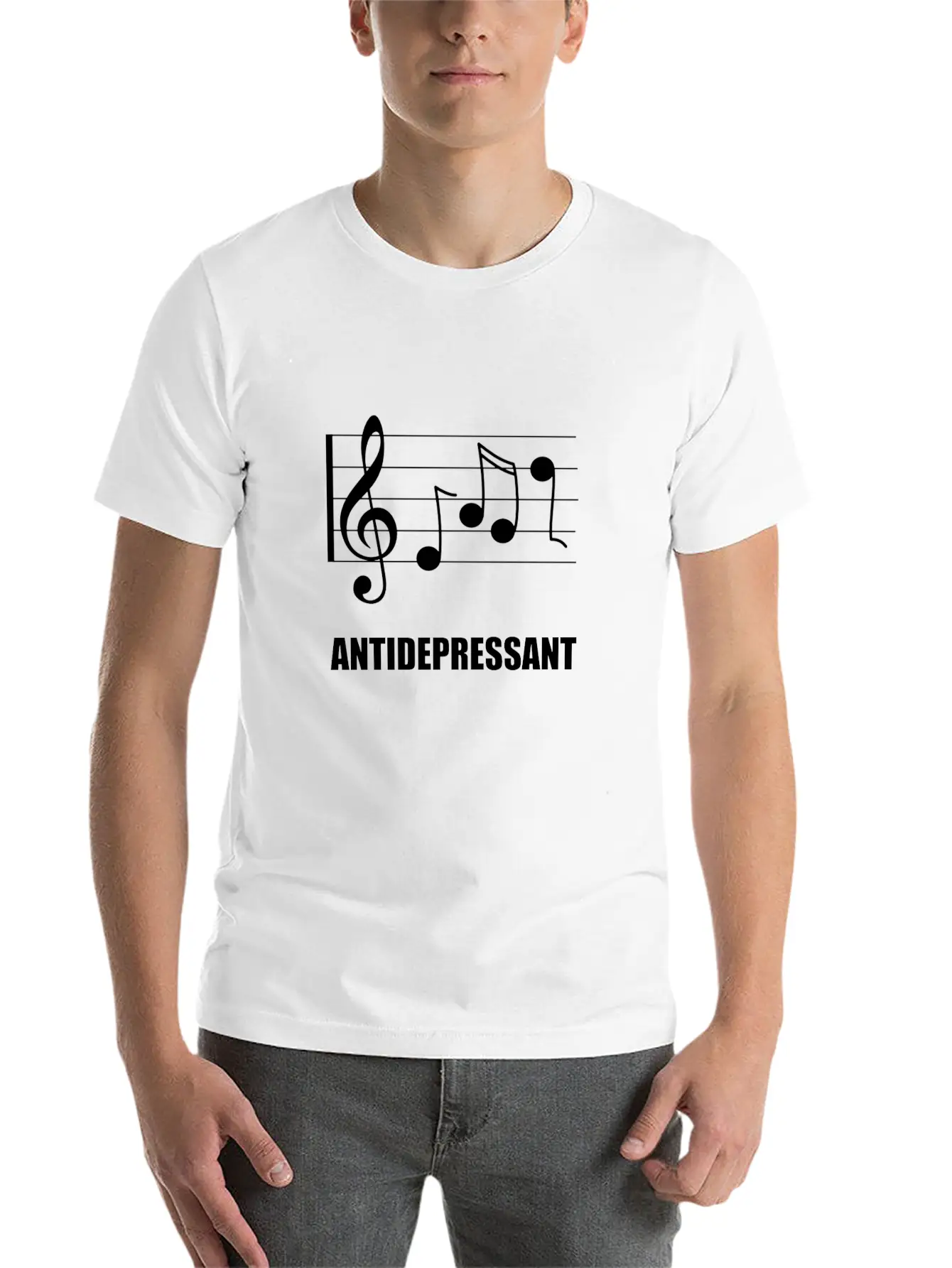 Antidepressant Music Stylish Everyday T-Shirt – Unisex Basic Cotton Tee