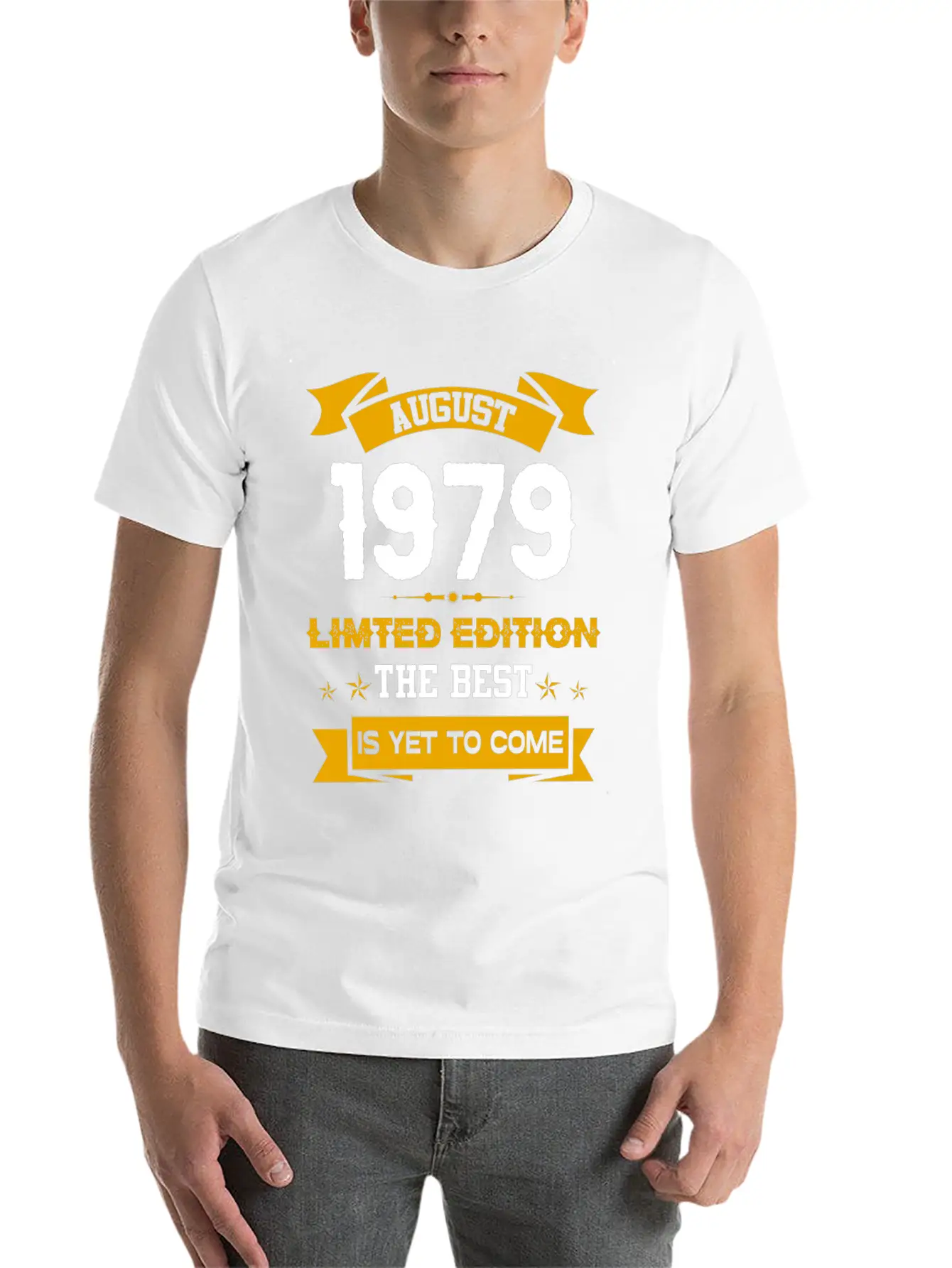 August 1979 Birthday Surprise Stylish Everyday T-Shirt – Unisex Basic Cotton Tee