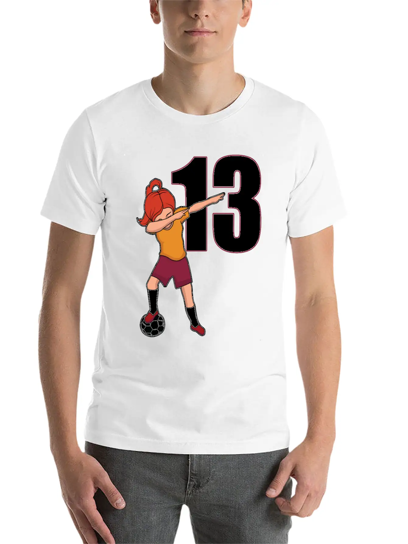 Awesome Soccer Player Number 13 Soccer Athlete Basic Graphic T-Shirt – Daily Comfort In Soft Cotton