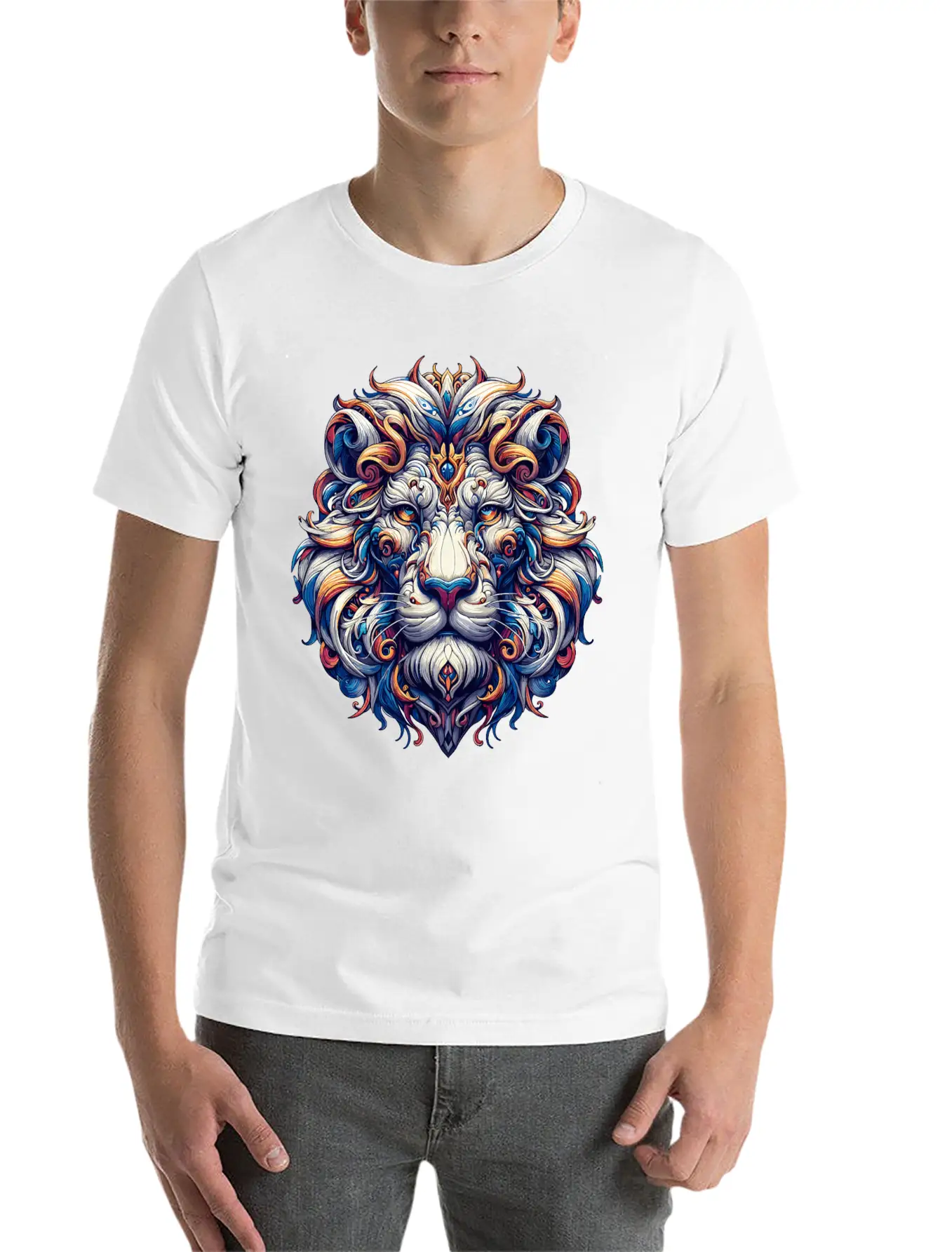 Baroque Lion Majesty: Ornate Feline Sovereign Relaxed Everyday Tee – Lightweight And Durable Cotton