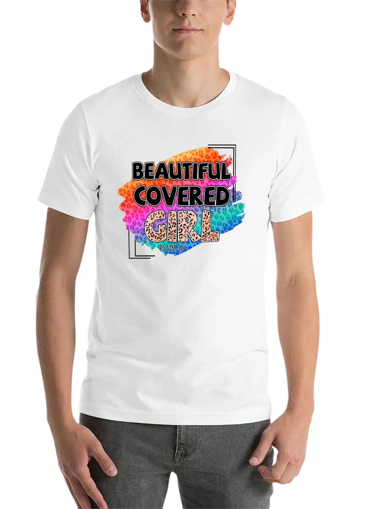 Beautifull Covered Girl, Psalm 91:4 Stylish Everyday T-Shirt – Unisex Basic Cotton Tee