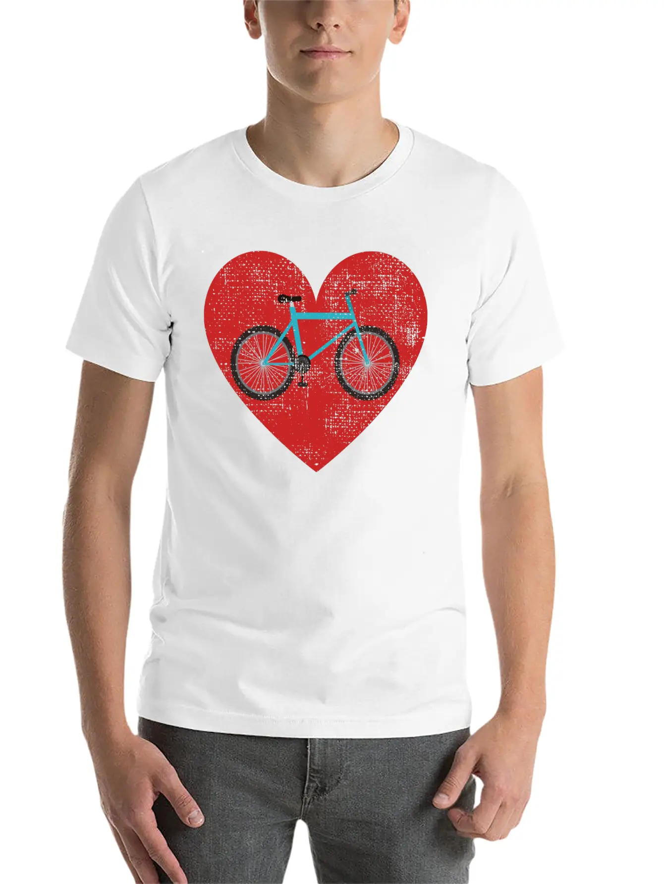 Bicycle Heart Love For Cycling Bicycle Riding Classic Crew Neck Graphic Tee – Everyday Minimal Look