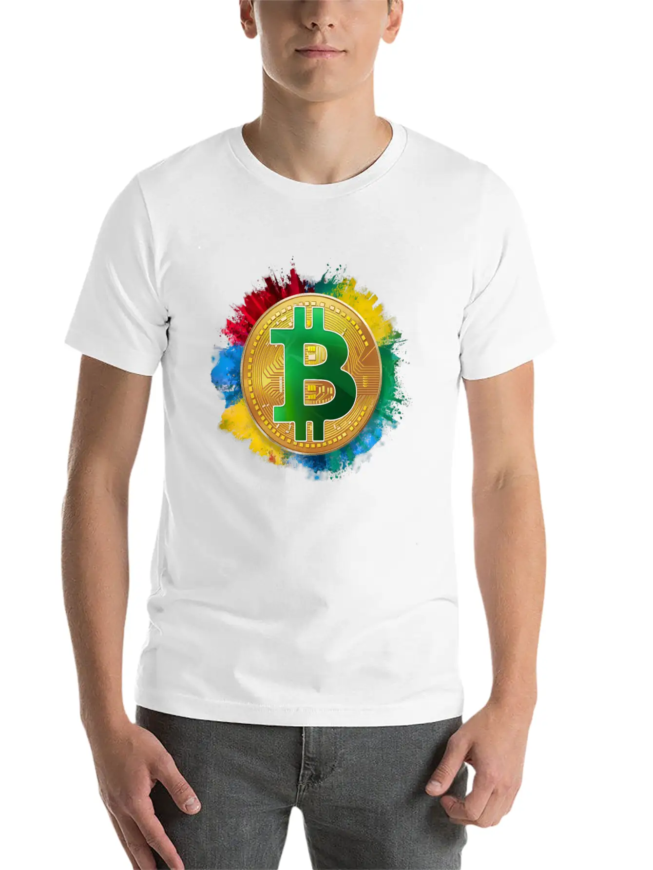 Bitcoin Coloured Version Breathable Graphic T-Shirt – Perfect For Casual Days