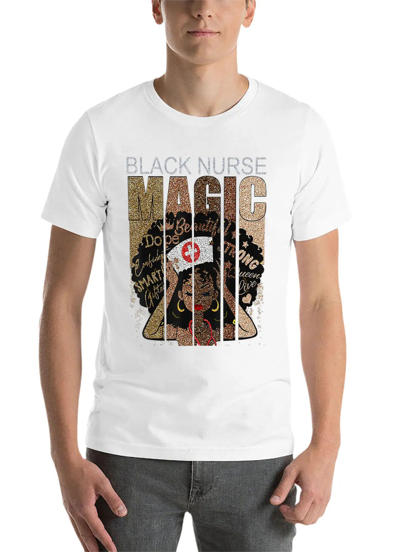 Black Nurse Natural Hair Afro For African American Unisex Casual T-Shirt – Clean Design For Daily Comfort
