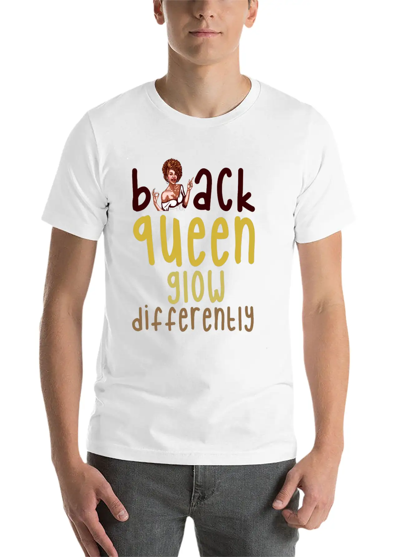 Black Women Glow Differently Stylish Everyday T-Shirt – Unisex Basic Cotton Tee