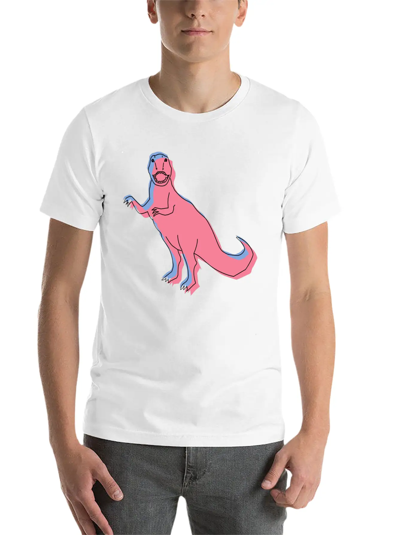 Blue Pink Dinosaur 3D Basic Graphic T-Shirt – Daily Comfort In Soft Cotton