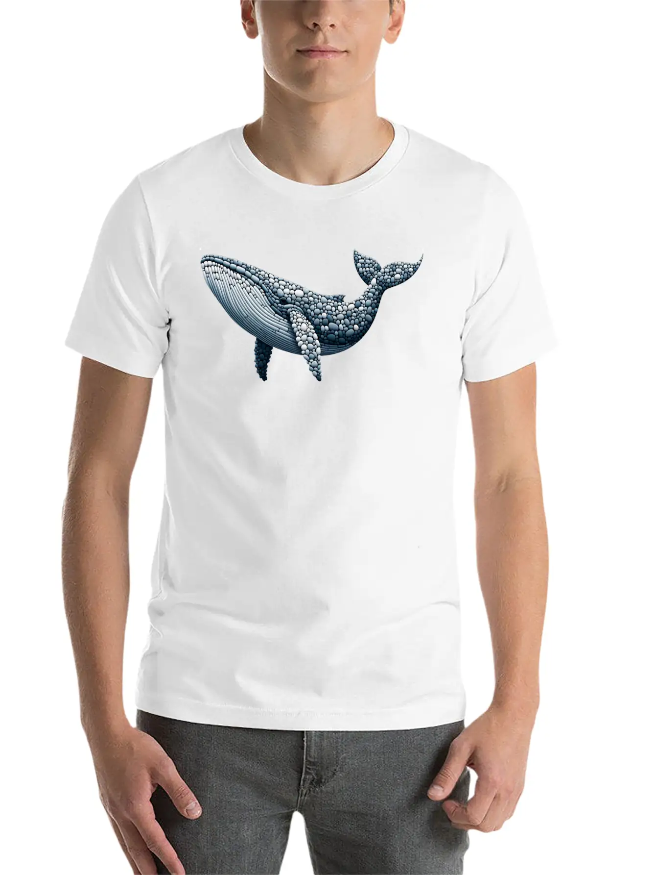 Blue Whale Pebble Mosaic Stylish Everyday T-Shirt – Unisex Basic Cotton Tee