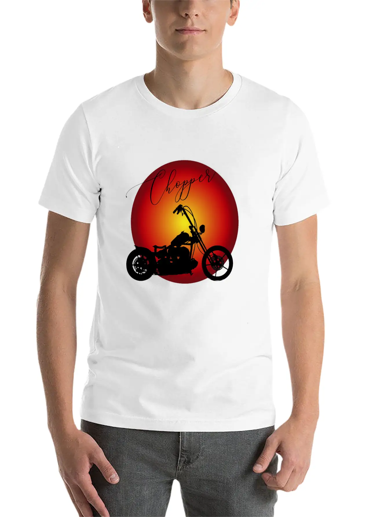 Chopper Sun Rocker Biker Simple Everyday Graphic Tee – Lightweight Summer Wear