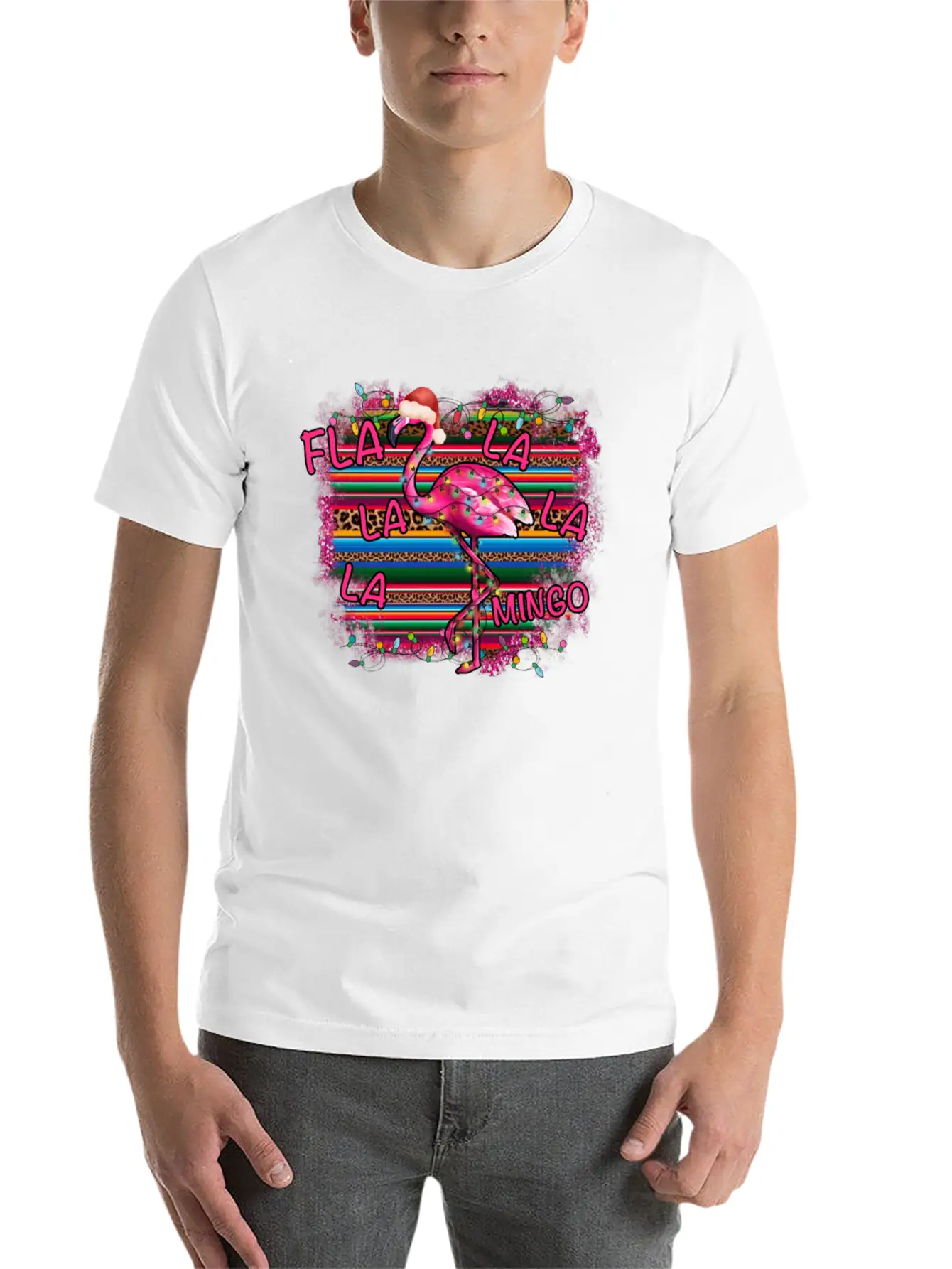 Christmas Flamingo Stylish Everyday T-Shirt – Unisex Basic Cotton Tee