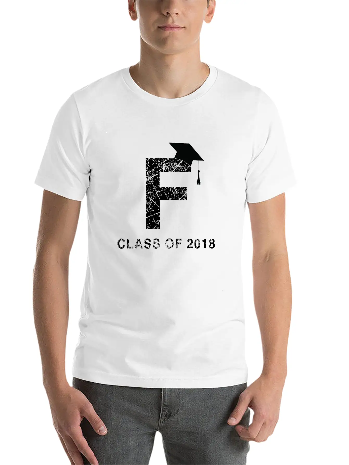 Class Of 2018 Last Name Letter F Graduation Shirt Unisex Casual T-Shirt – Clean Design For Daily Comfort