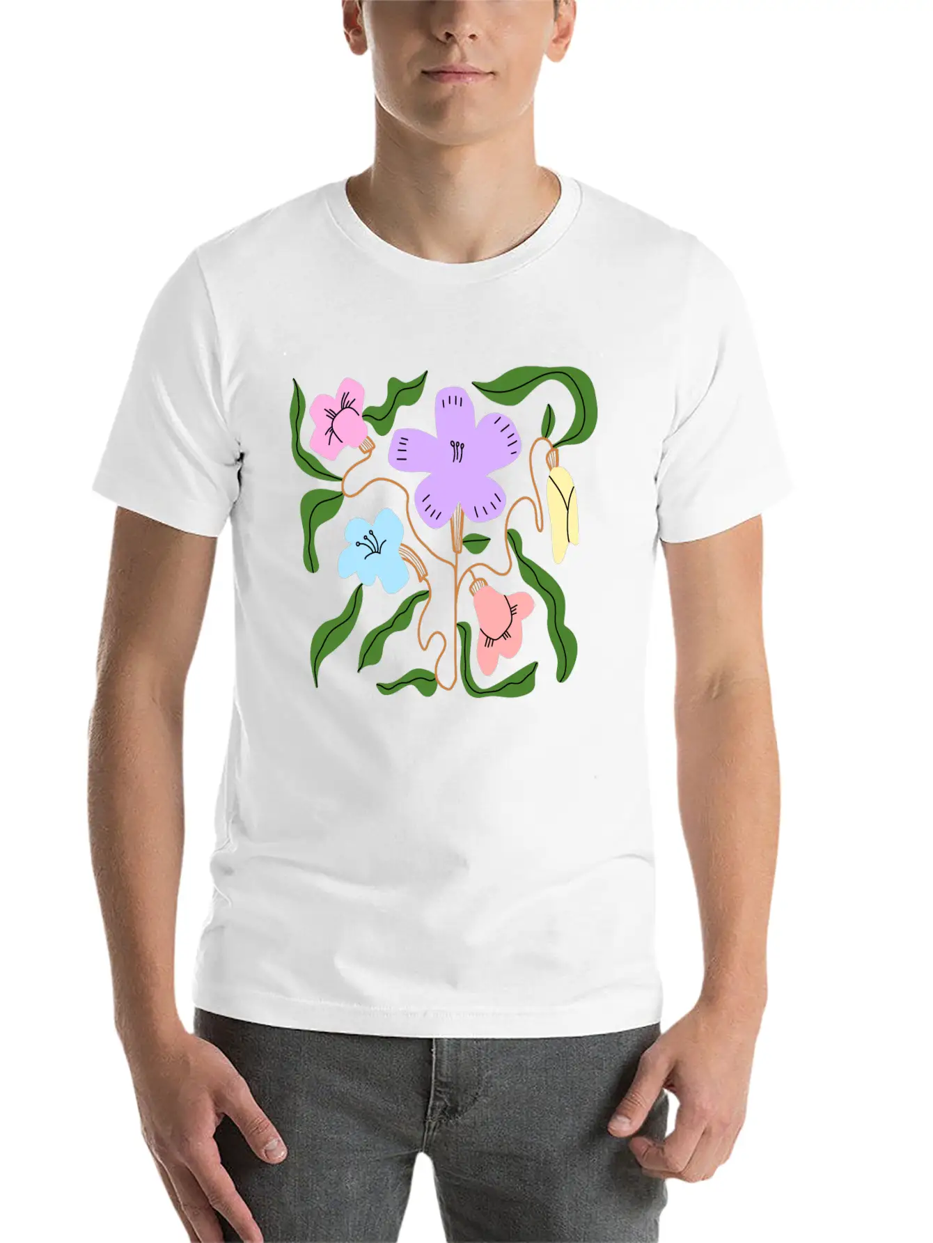 Colorful Flowers Casual Graphic T-Shirt – Simple And Comfortable Daily Wear