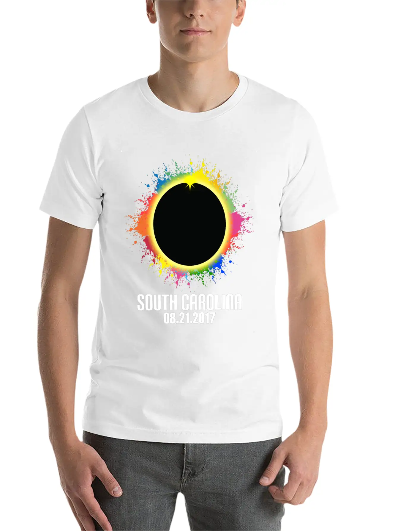 Colorful Total Solar Eclipse South Carolina Lightweight Cotton T-Shirt – Daily Comfort Graphic Shirt