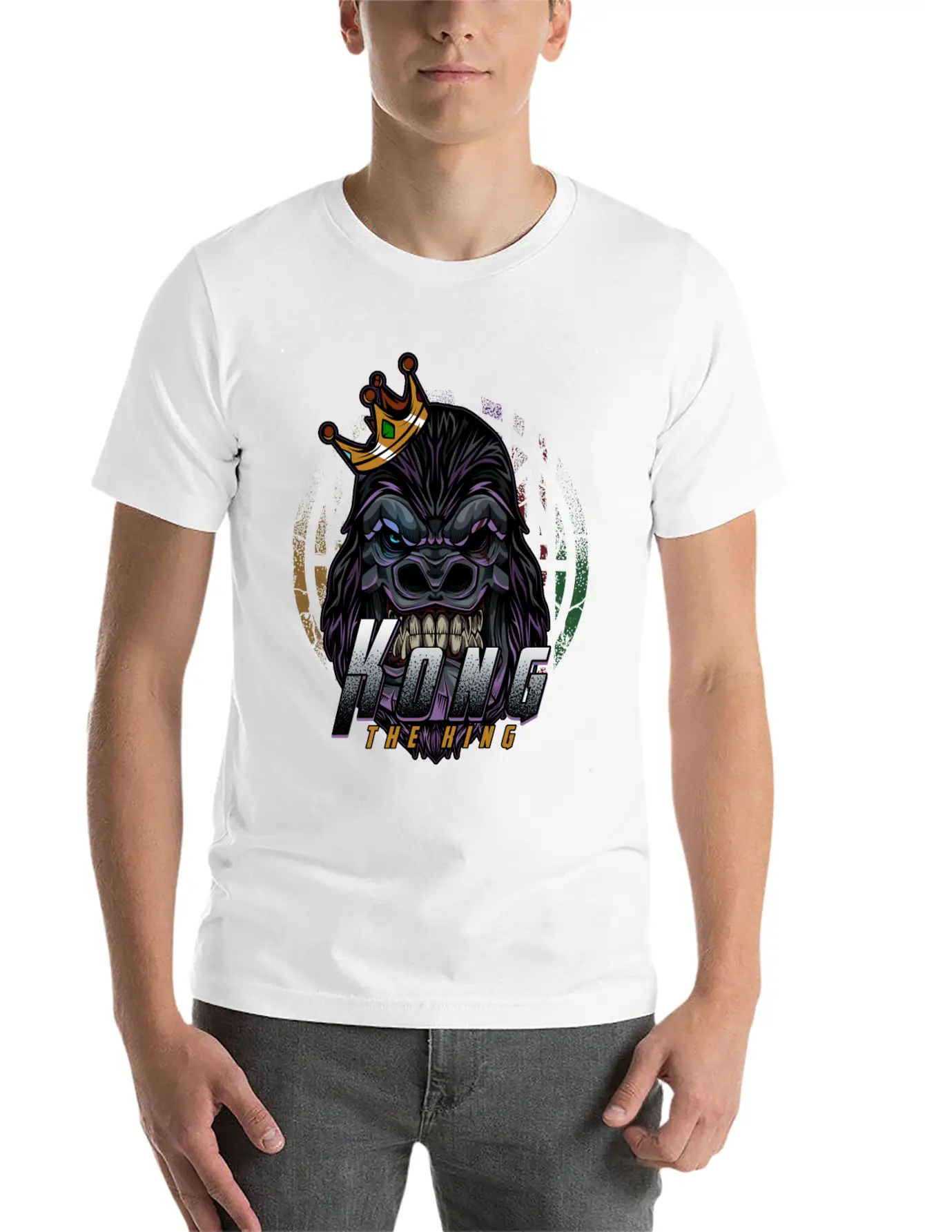 Cool Gorilla Kong The King Silverback Crown Ape Basic Graphic T-Shirt – Daily Comfort In Soft Cotton
