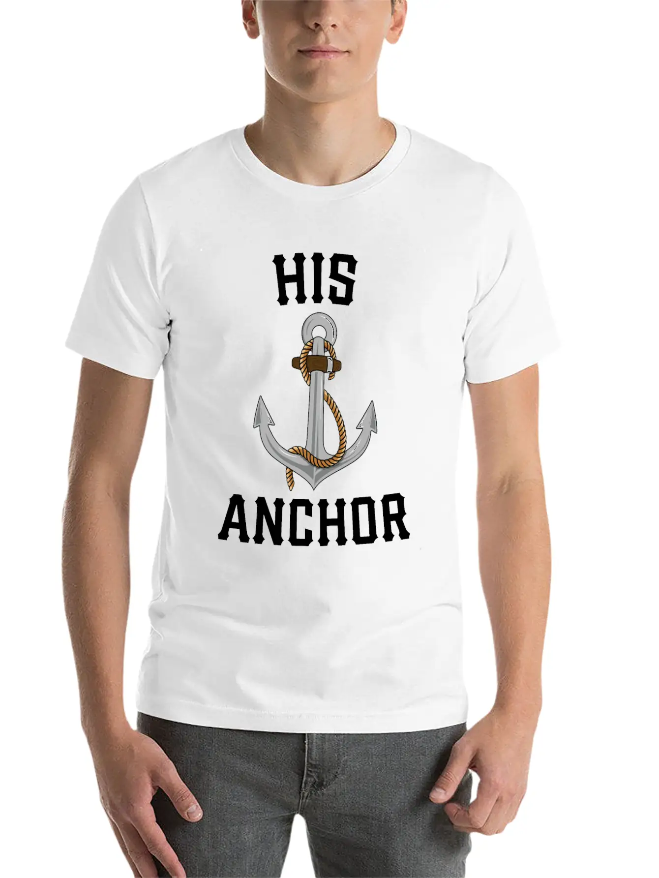 Couples Cruise TShirt For Women His Anchor Aloha Basic Graphic T-Shirt – Daily Comfort In Soft Cotton