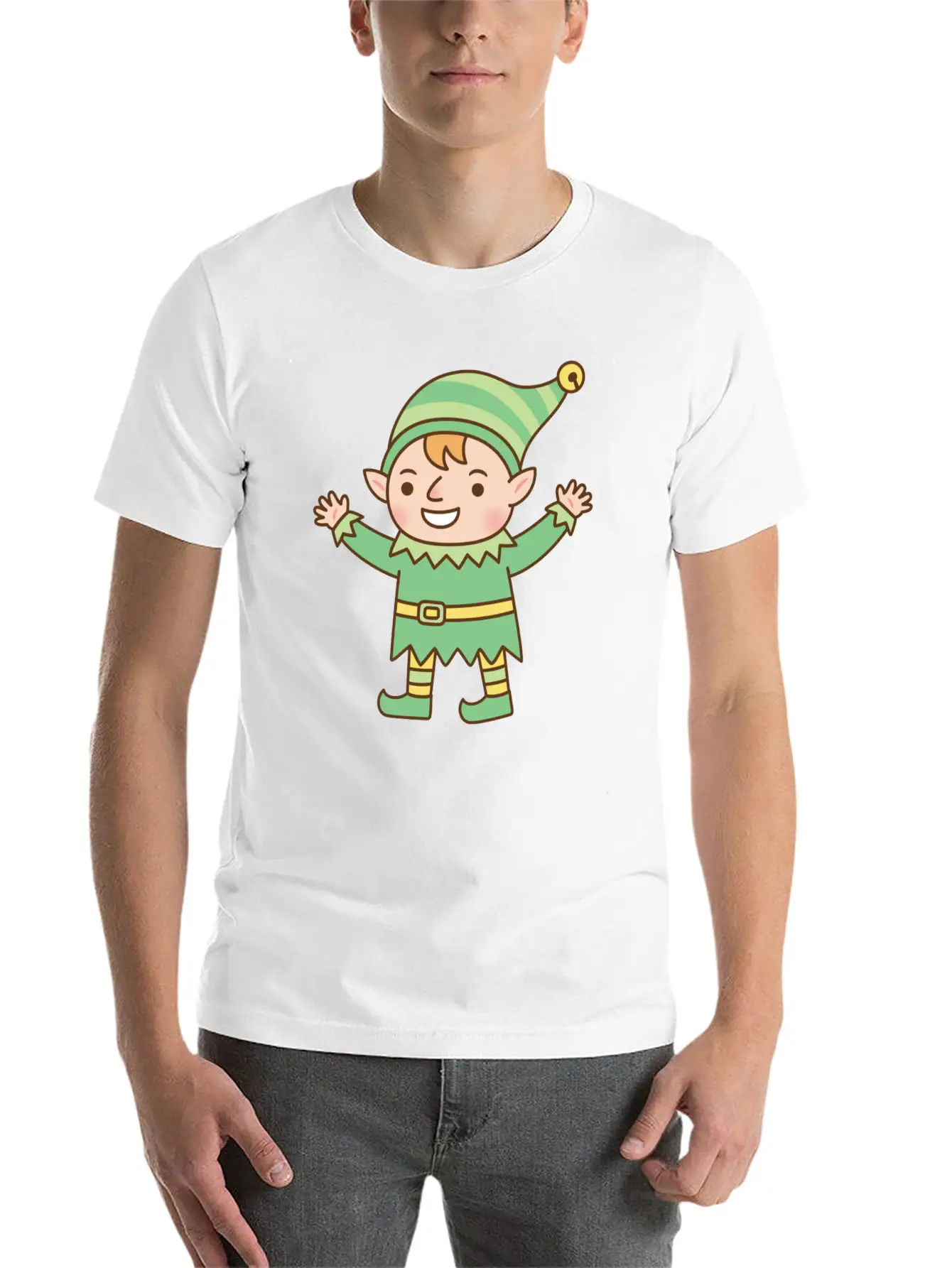 Cute Jolly Elf Doodle Lightweight Cotton T-Shirt – Daily Comfort Graphic Shirt