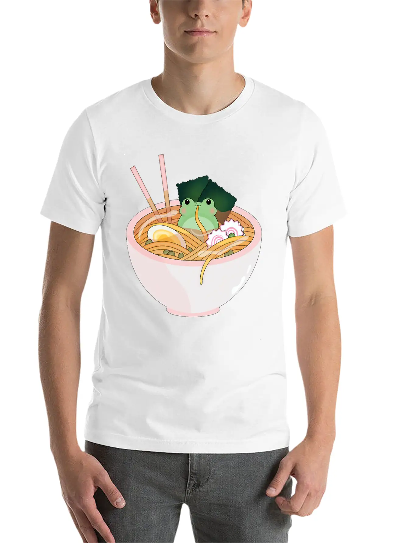 Cute Pastel Frog Ramen Japanese Food Basic Graphic T-Shirt – Daily Comfort In Soft Cotton