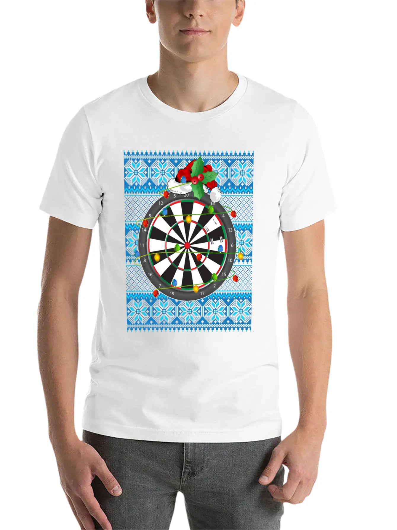 Darts Christmas Lights Simple Everyday Graphic Tee – Lightweight Summer Wear