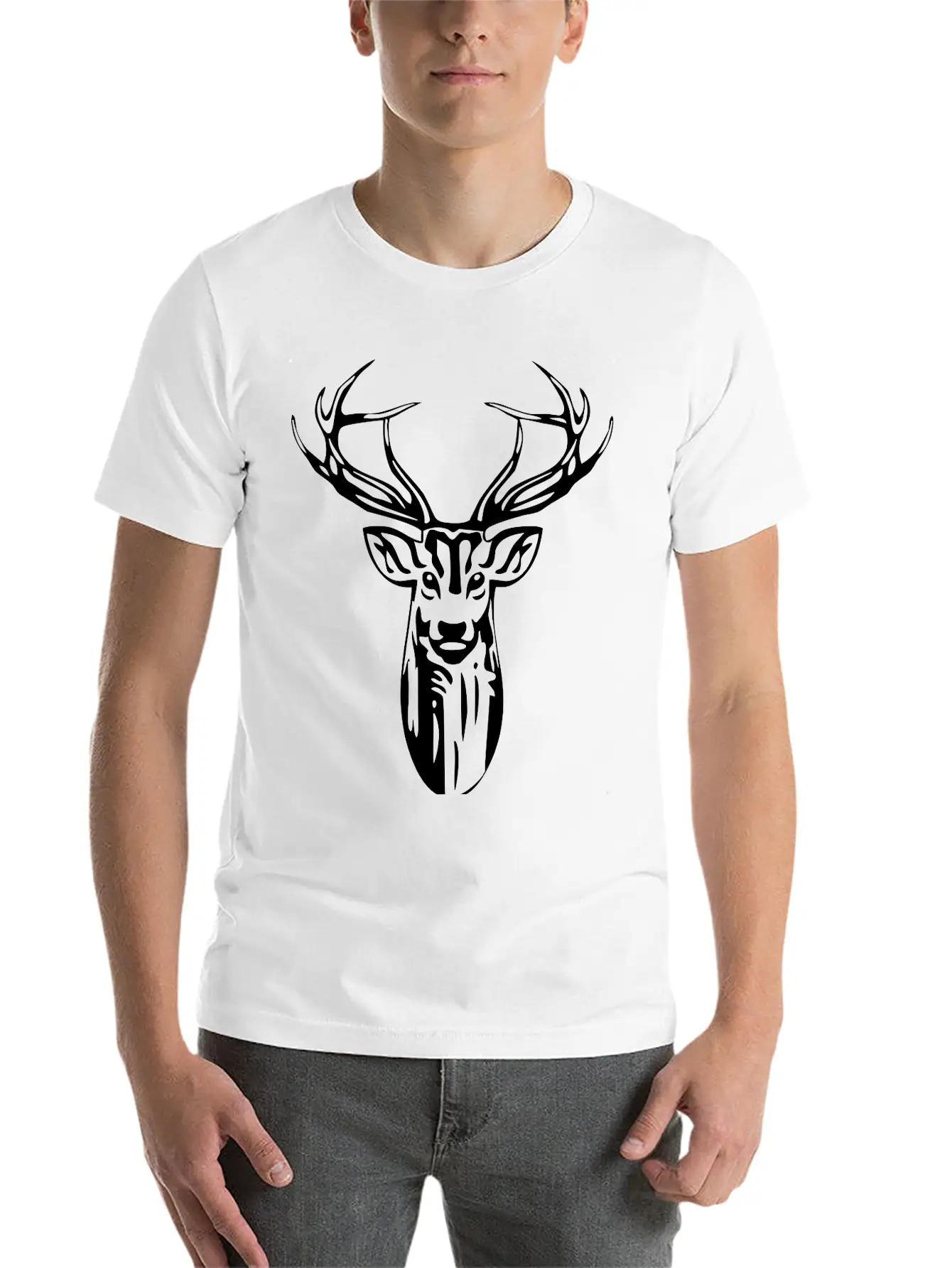 Deer Head Stylish Everyday T-Shirt – Unisex Basic Cotton Tee