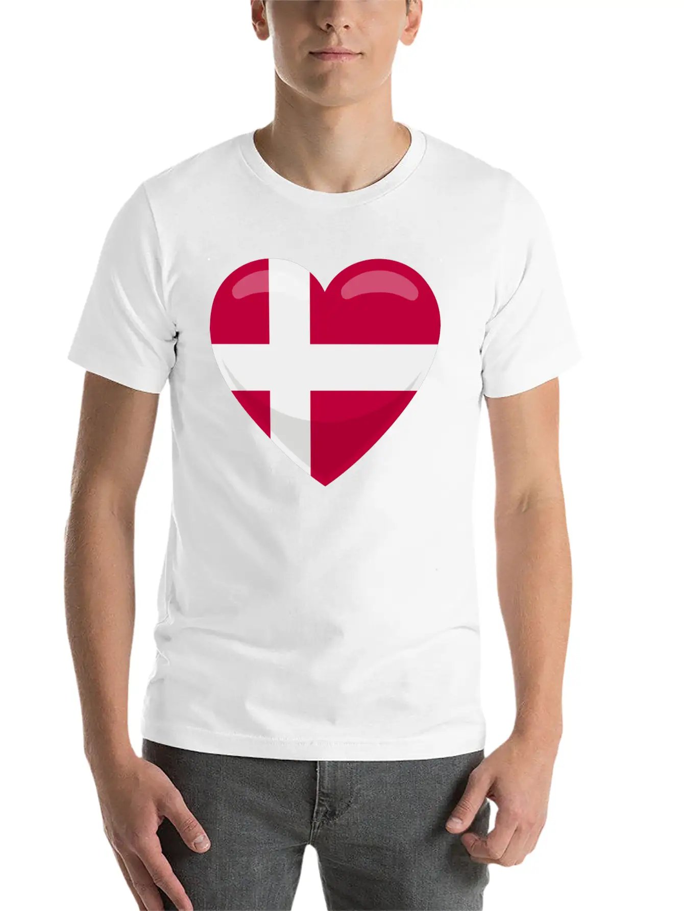 Denmark Flag Heart Simple Everyday Graphic Tee – Lightweight Summer Wear