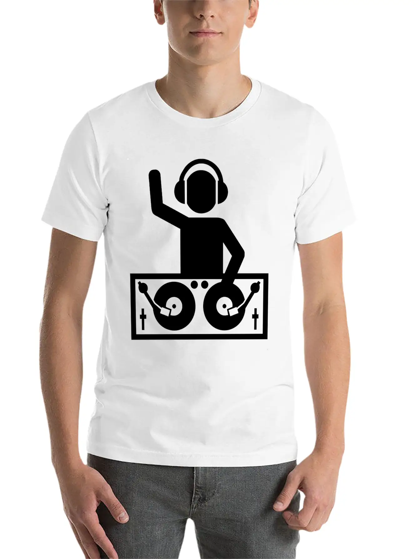 Dj - DJ With Turntables Stylish Everyday T-Shirt – Unisex Basic Cotton Tee