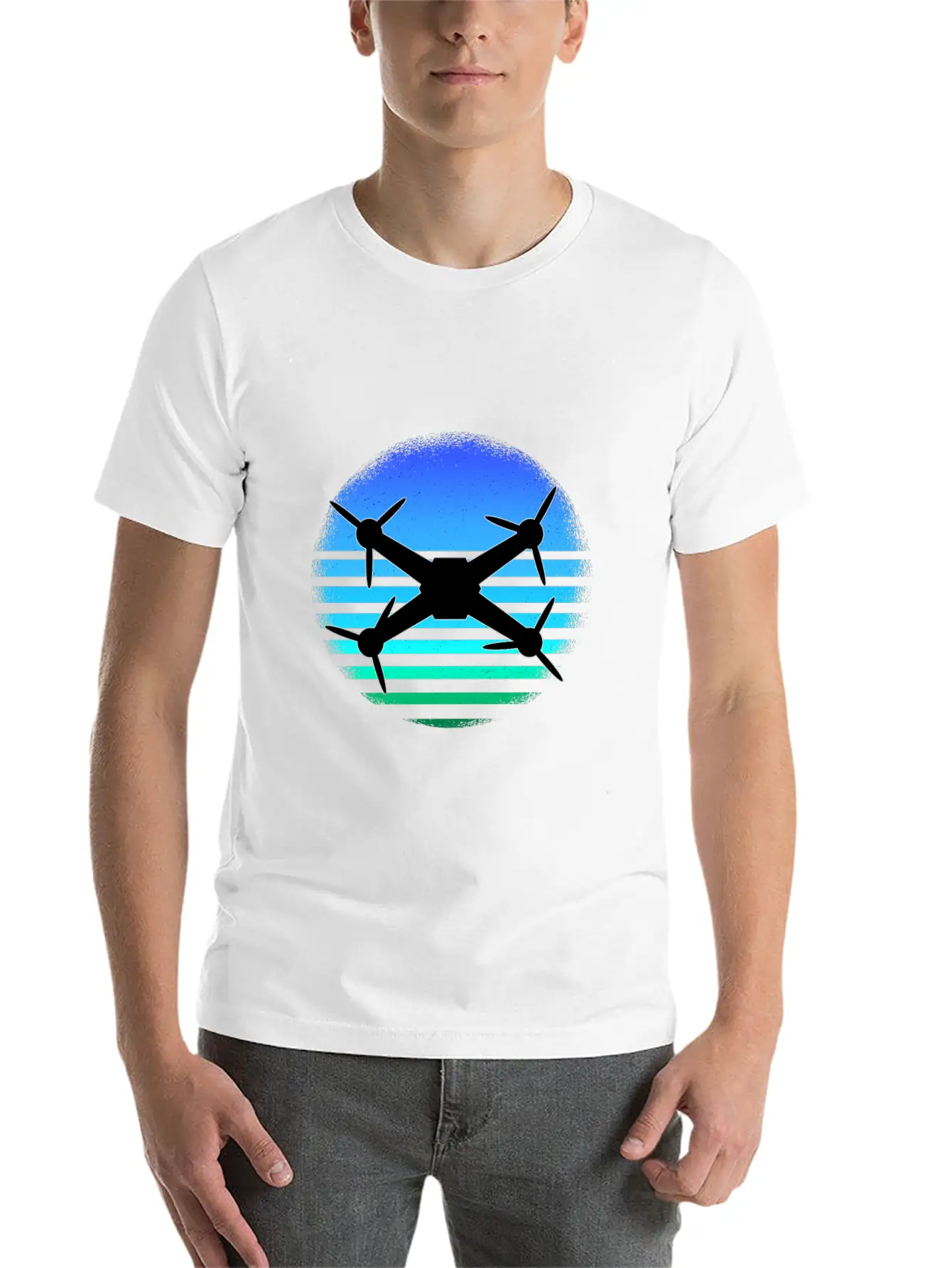 Drone Sunrise Quadcopter Sun Simple Everyday Graphic Tee – Lightweight Summer Wear