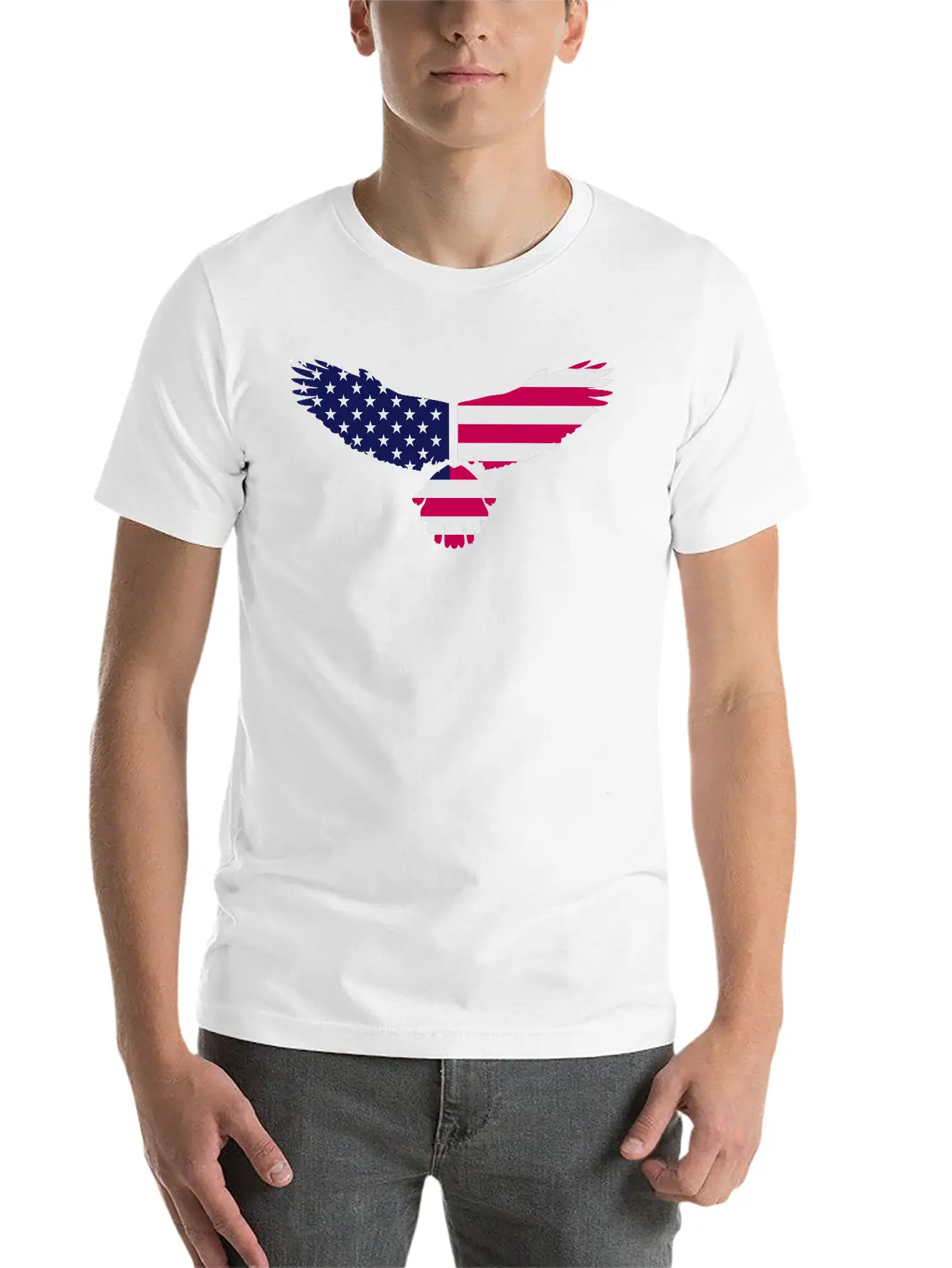 Eagle - USA Flag Basic Graphic T-Shirt – Daily Comfort In Soft Cotton