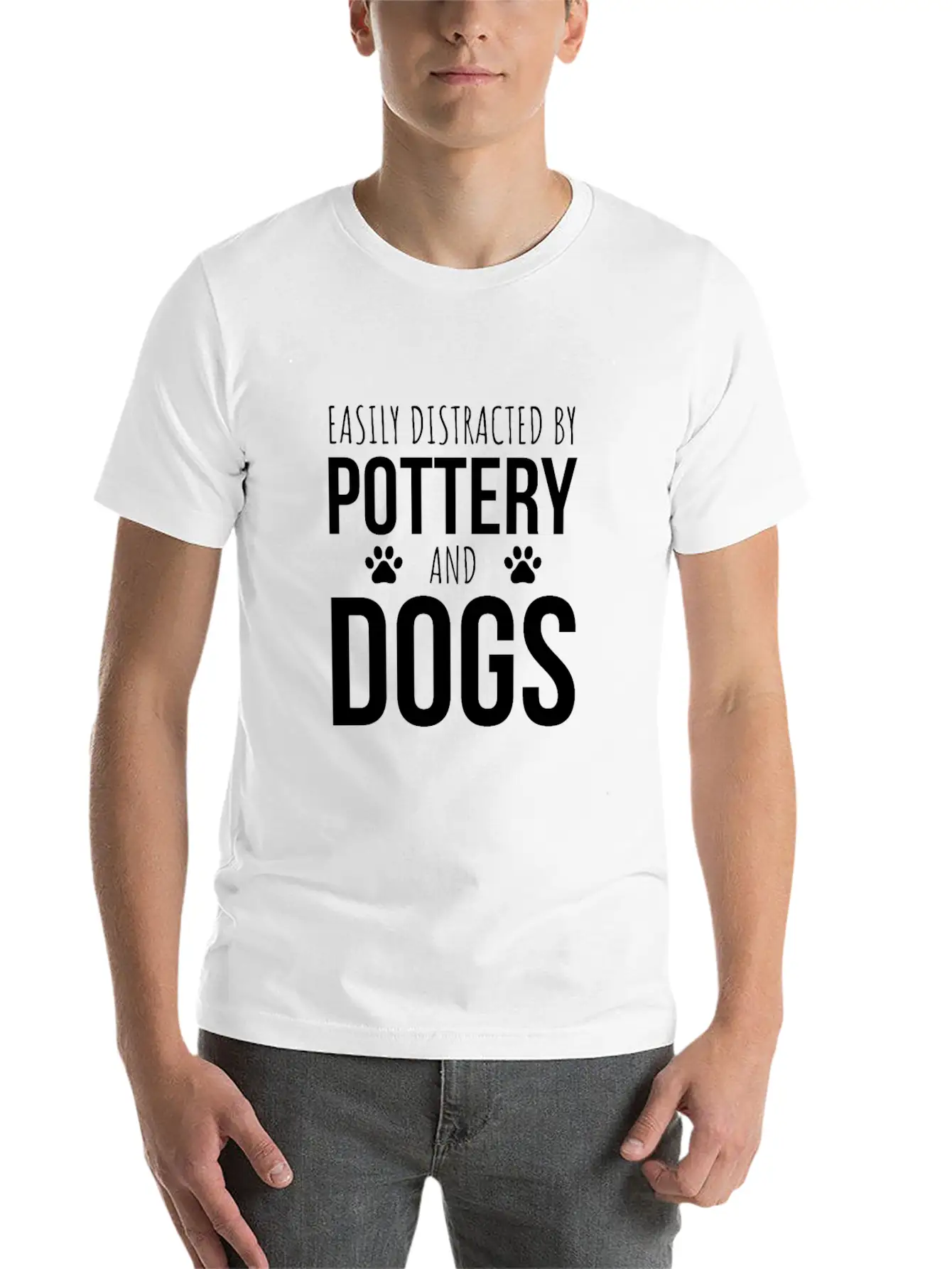 Easily Distracted By Pottery And Dogs Simple Everyday Graphic Tee – Lightweight Summer Wear