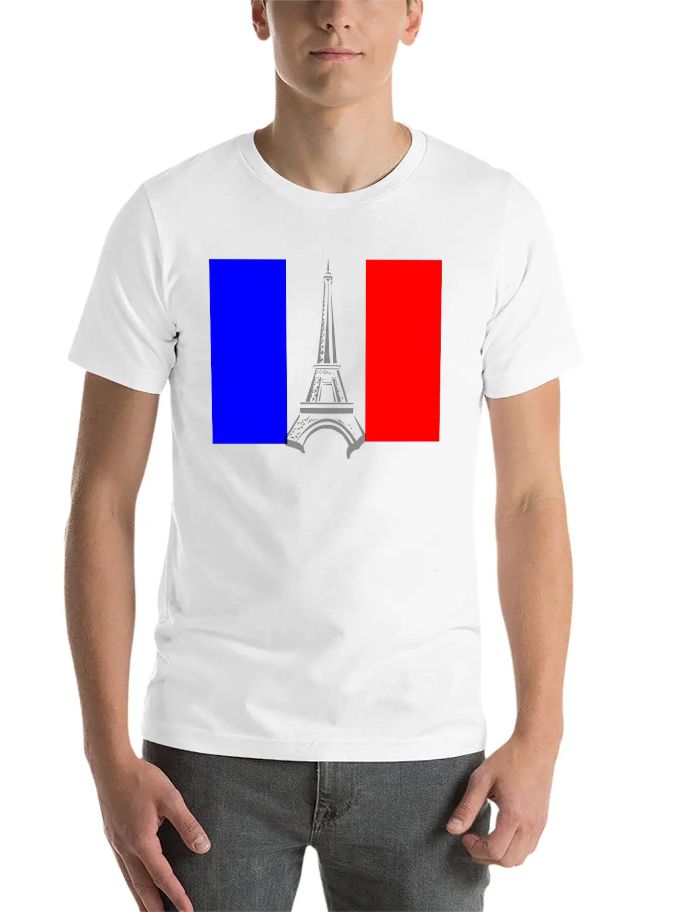 Eiffel Tower Flag Stylish Everyday T-Shirt – Unisex Basic Cotton Tee