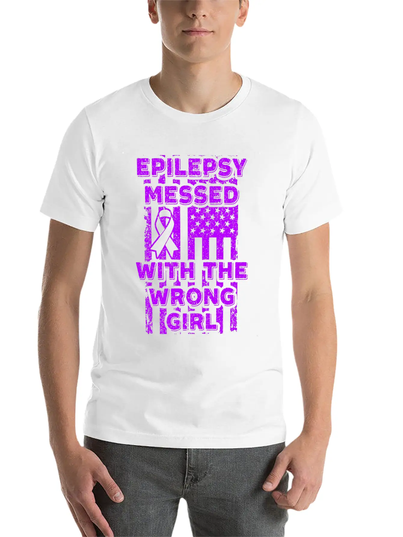 Epilepsy Messed With The Wrong Girl USA Flag Essential Cotton Tee For Daily Outfits – Unisex Style