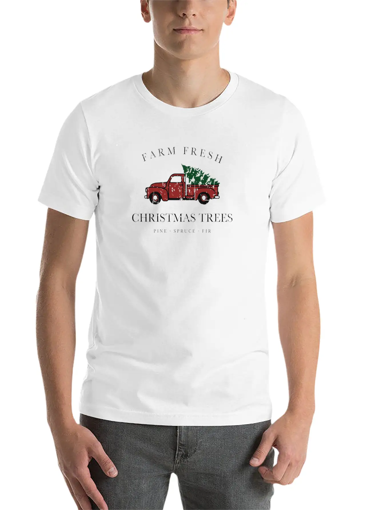 Farm Fresh Trees Vintage Truck Holiday For Christm Stylish Everyday T-Shirt – Unisex Basic Cotton Tee