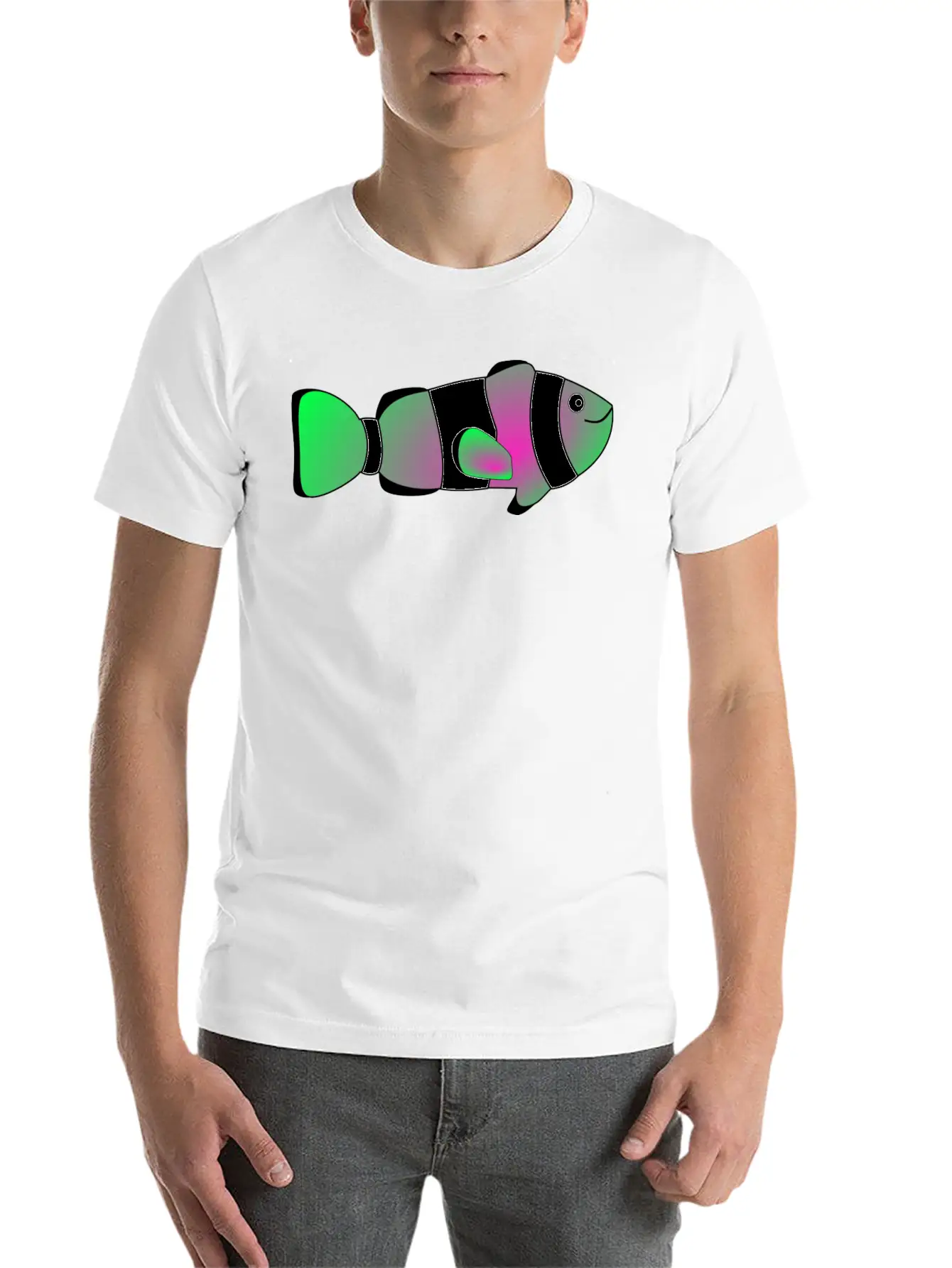 Flowfish Pink To Green Casual Graphic T-Shirt – Simple And Comfortable Daily Wear