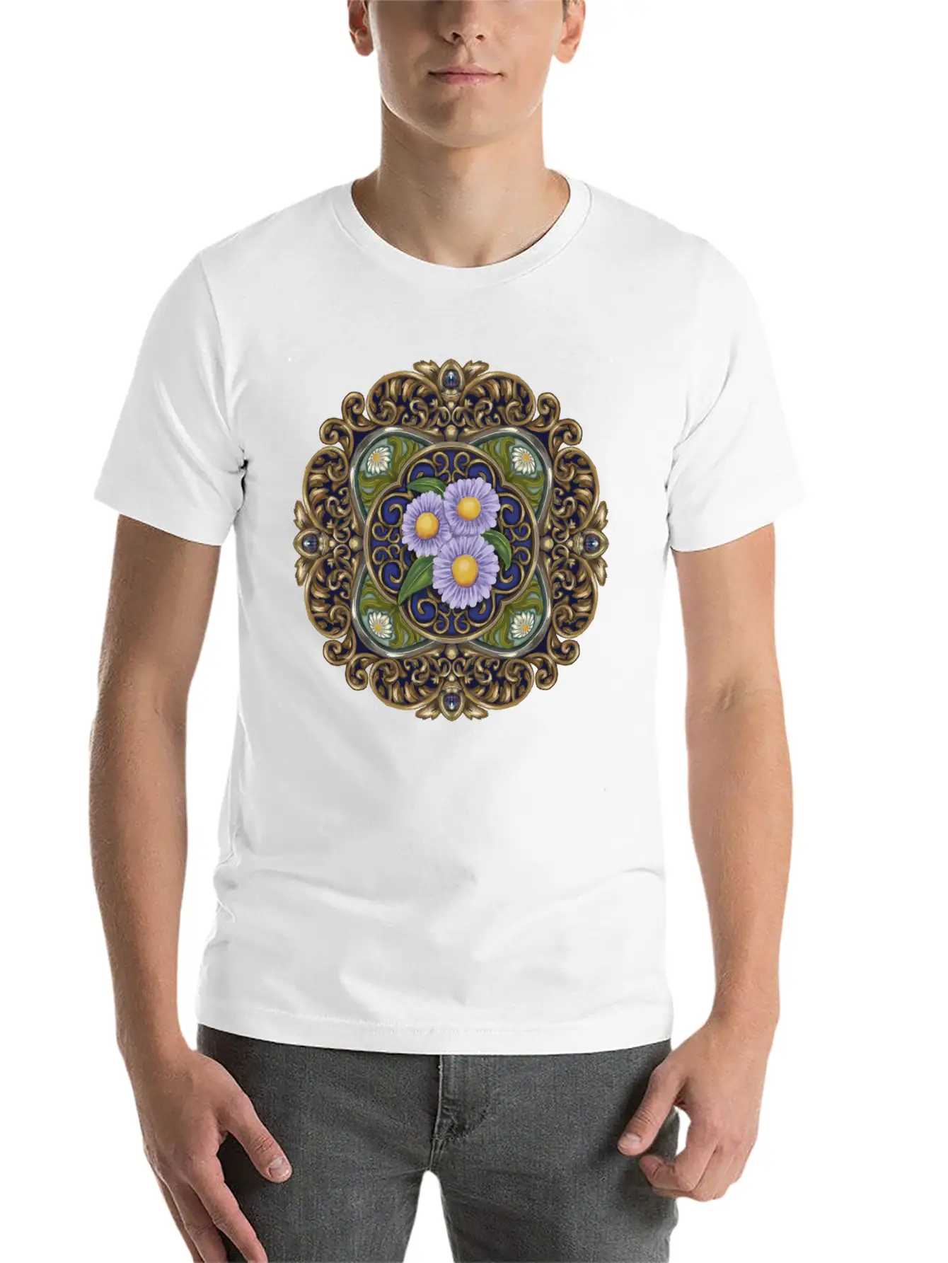 Frost Aster Mandala Stylish Everyday T-Shirt – Unisex Basic Cotton Tee