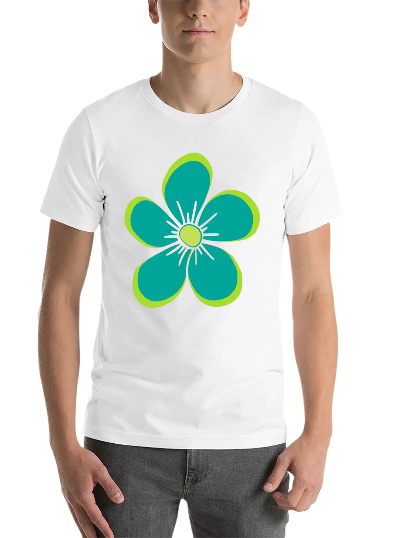 Green Blooming Flower, Flowery, Floral Pattern Classic Cotton Tee – Unisex Comfort For Any Season