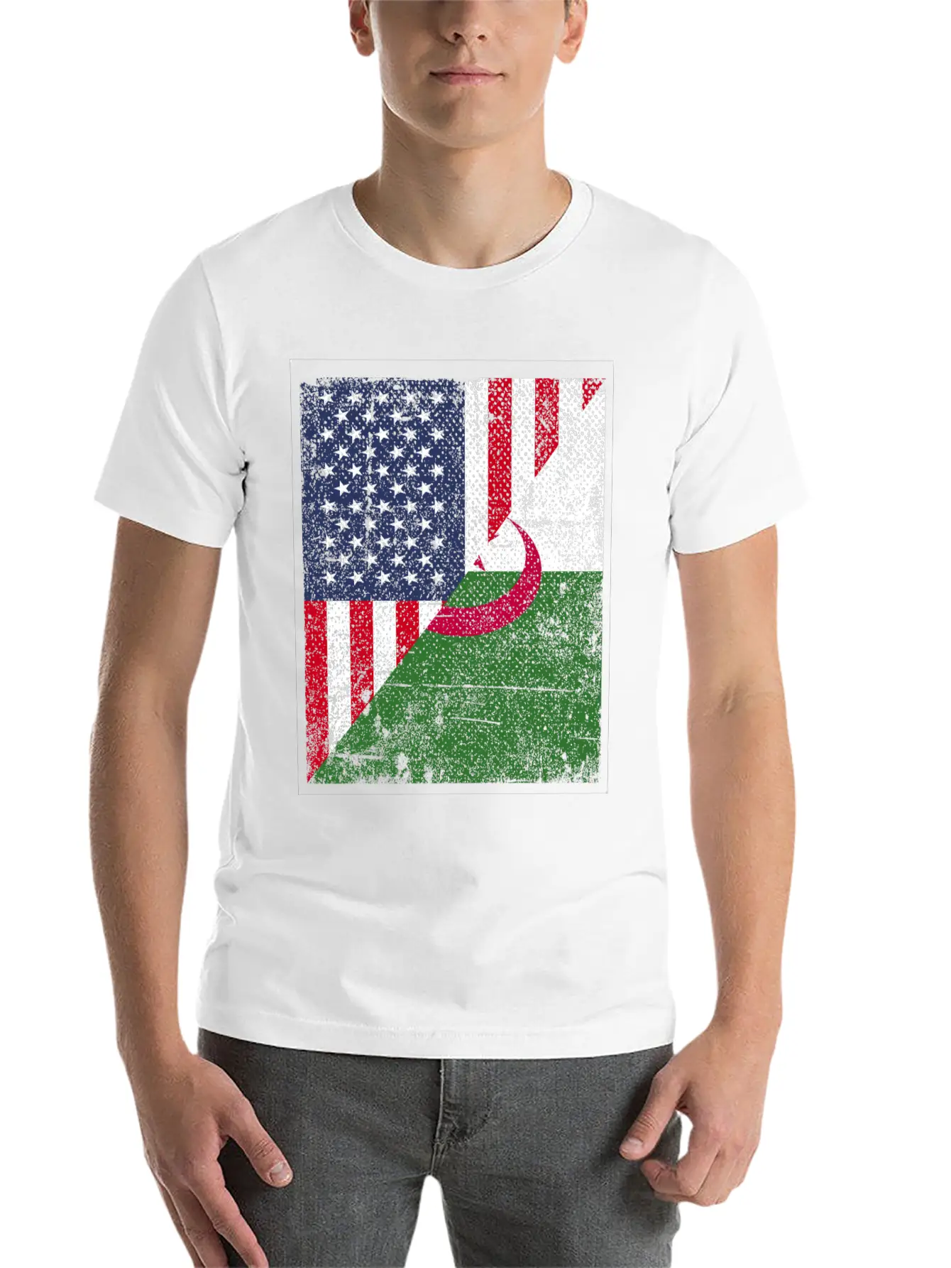 Half USA Flag Half Albania Flag Classic Cotton Tee – Unisex Comfort For Any Season
