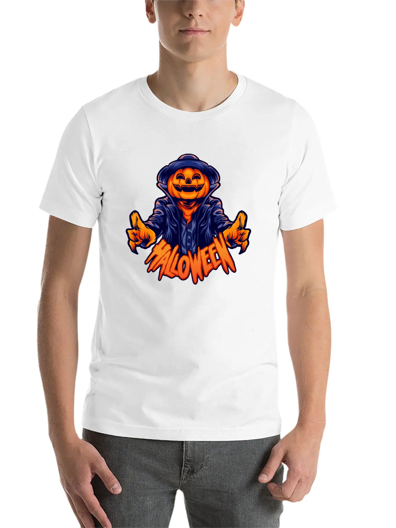 Halloween Character Jack O Lantern Stylish Everyday T-Shirt – Unisex Basic Cotton Tee