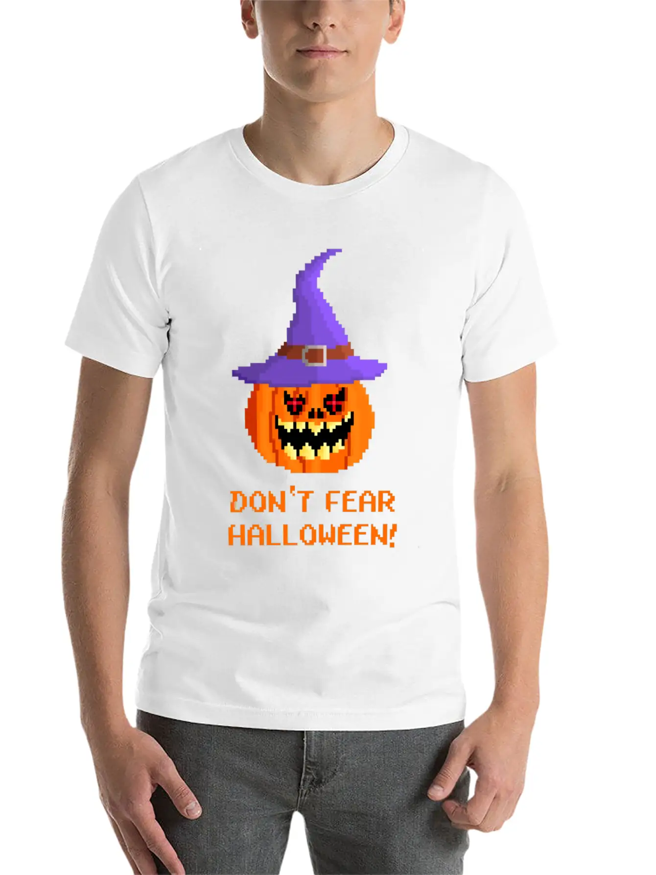 Halloween Pumpkin With Cap Simple Everyday Graphic Tee – Lightweight Summer Wear
