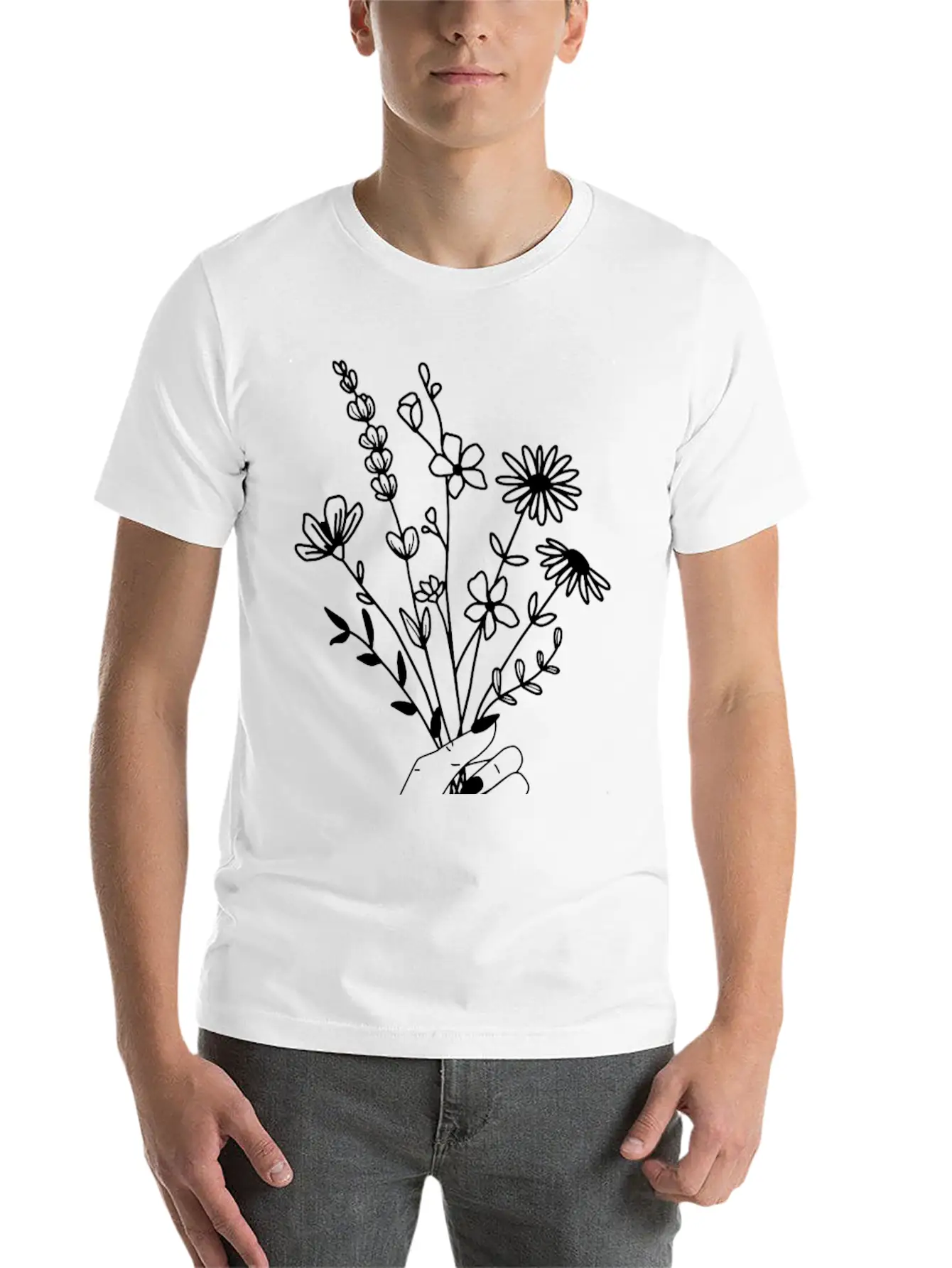 Hand Bouquet Basic Graphic T-Shirt – Daily Comfort In Soft Cotton