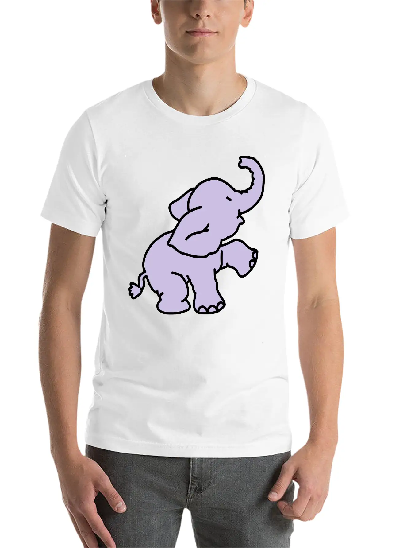 Happy Elephant (2 Colors) Stylish Everyday T-Shirt – Unisex Basic Cotton Tee
