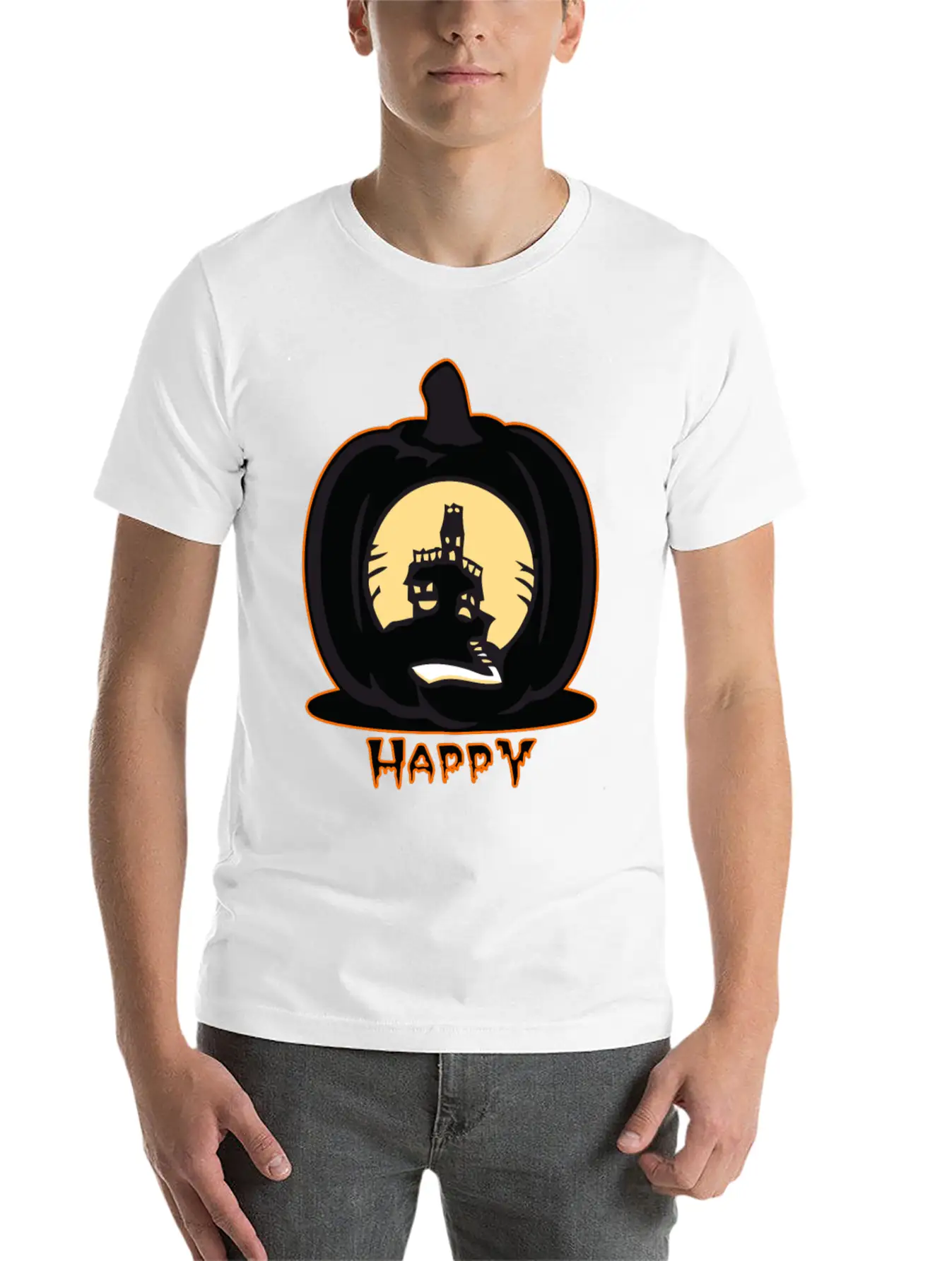 Haunted House Pumpkin Basic Graphic T-Shirt – Daily Comfort In Soft Cotton