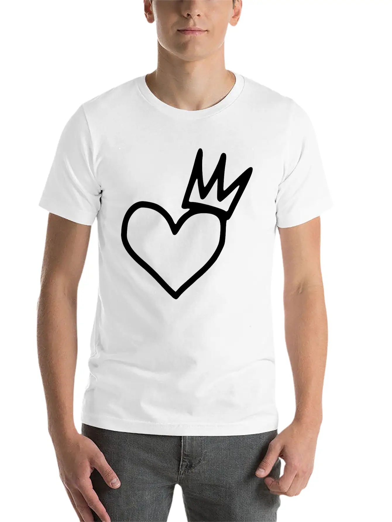 Heart Emojis Sketch Crown Sticker Breathable Graphic T-Shirt – Perfect For Casual Days