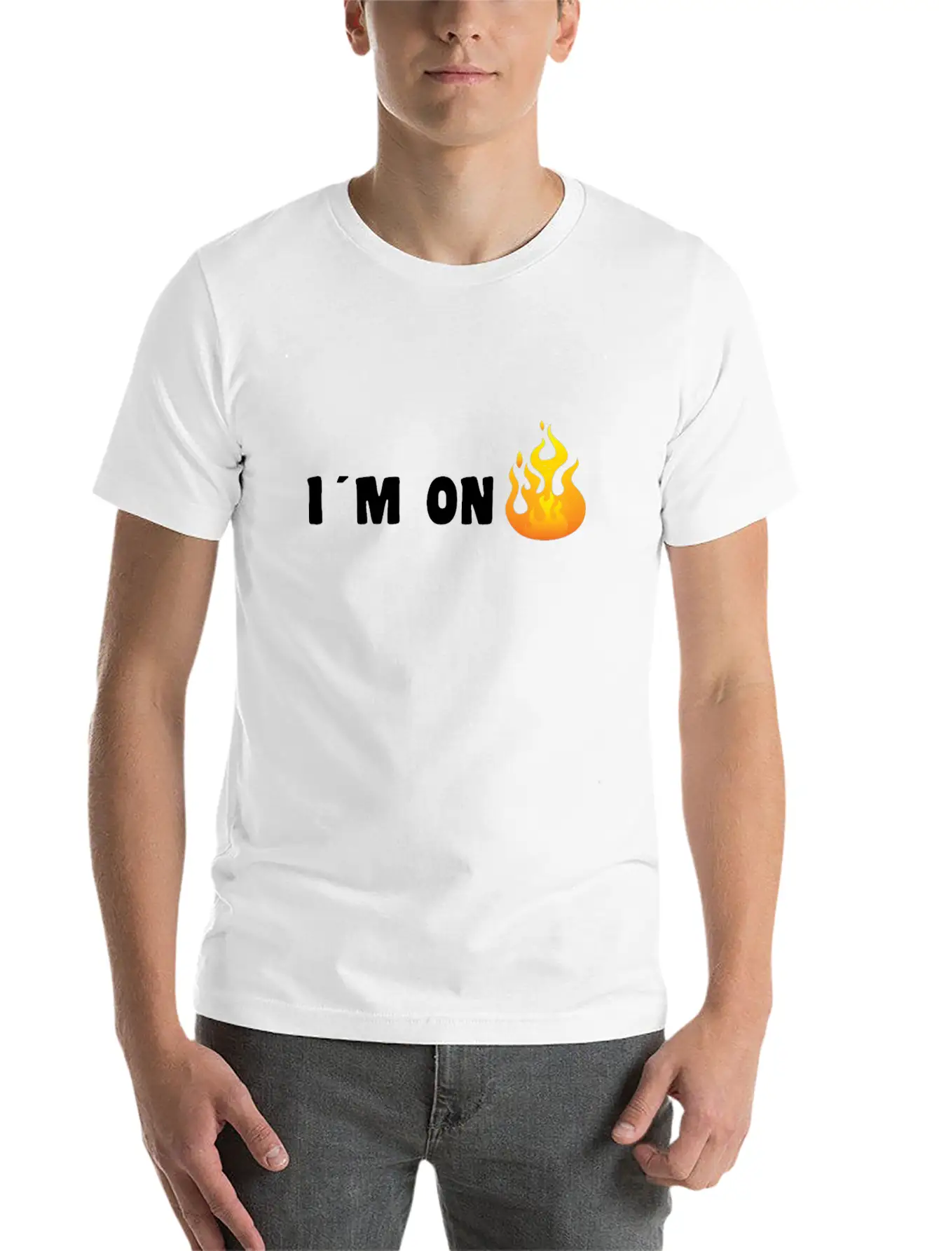 (I Am) ON FIRE — Vintage Puffer Fish W Red Text Stylish Everyday T-Shirt – Unisex Basic Cotton Tee