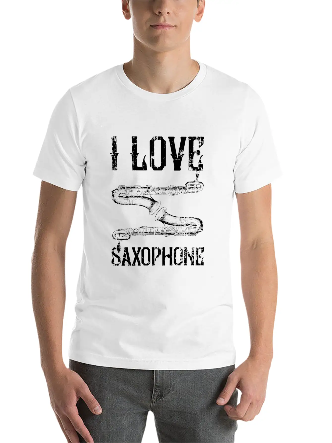 I Love Saxophone Stylish Everyday T-Shirt – Unisex Basic Cotton Tee