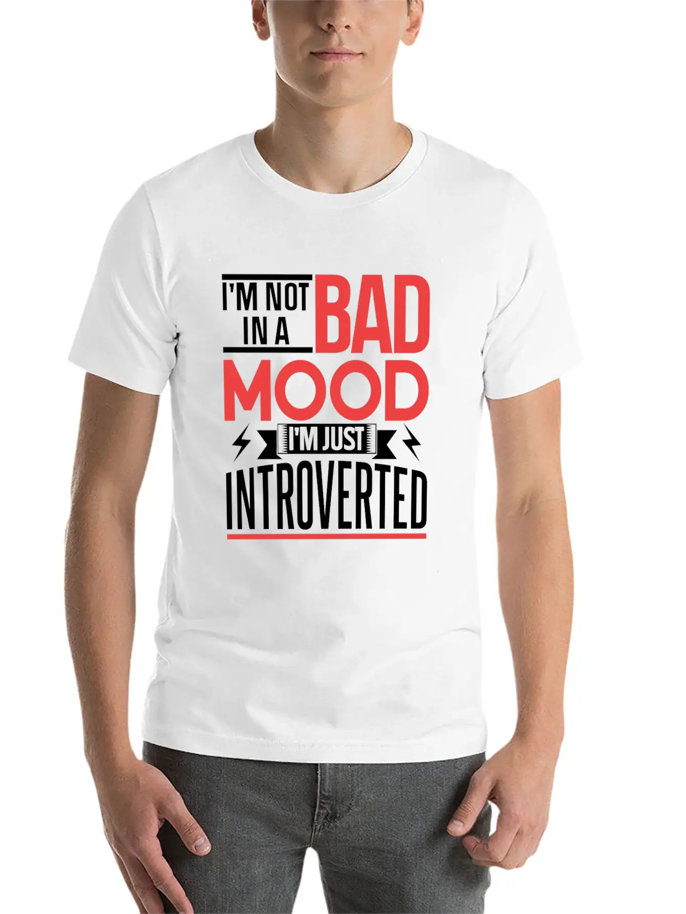 I'm Not In A Bad Mood I'm Just Introverted Shy Basic Graphic T-Shirt – Daily Comfort In Soft Cotton